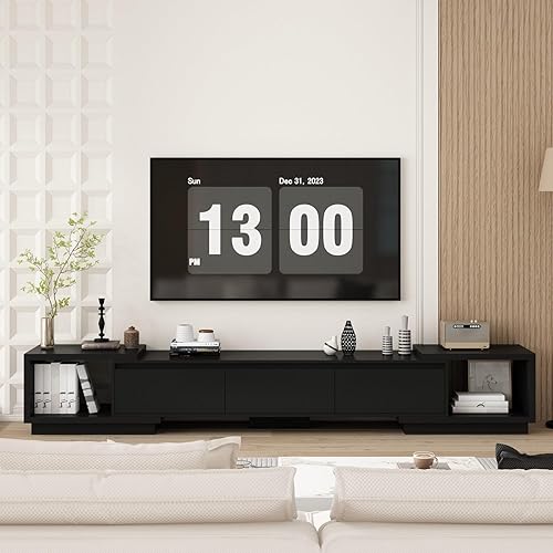 Miniatura 10 de FAMAPY Mesa Consola de TV Extensible Moderna Gabinete de TV con Cajones, Centro de Entretenimiento Contemporáneo Consola de Almacenamiento de Medios