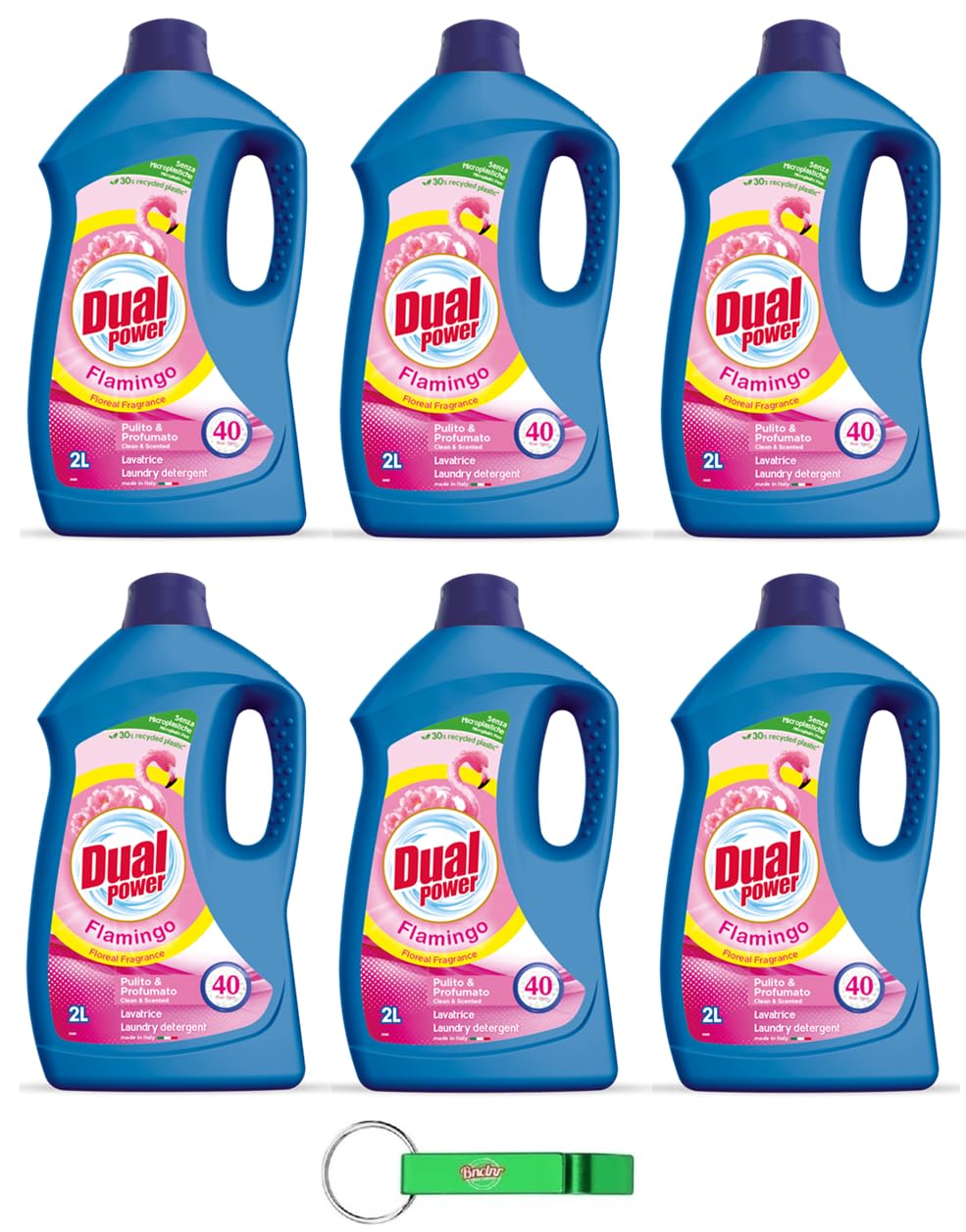 Detersivo Lavatrice Flamingo Dual Power Detersivo - Detergente líquido concentrado para ropa de colores - Detergente con aroma floral - 40 lavados 2L + llavero Beni Culinari gratuito