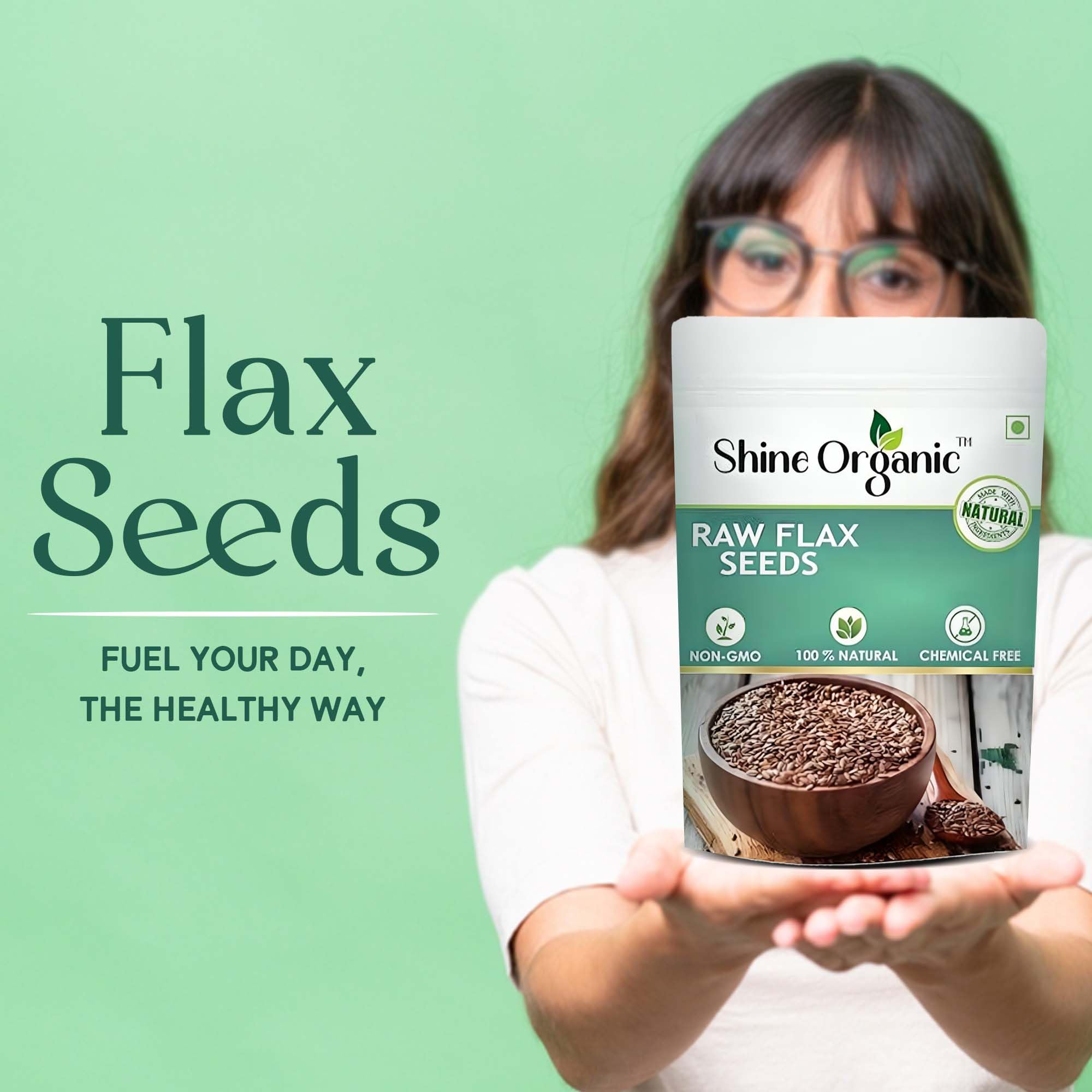 Shine Organic Raw Flax Seeds 1Kg Natural Alsi Seeds for Eating Rich in Plant Protein Iron and Dietary Fibre Healthy Superfood for Smoothies Baking Salads and Daily Meals 1