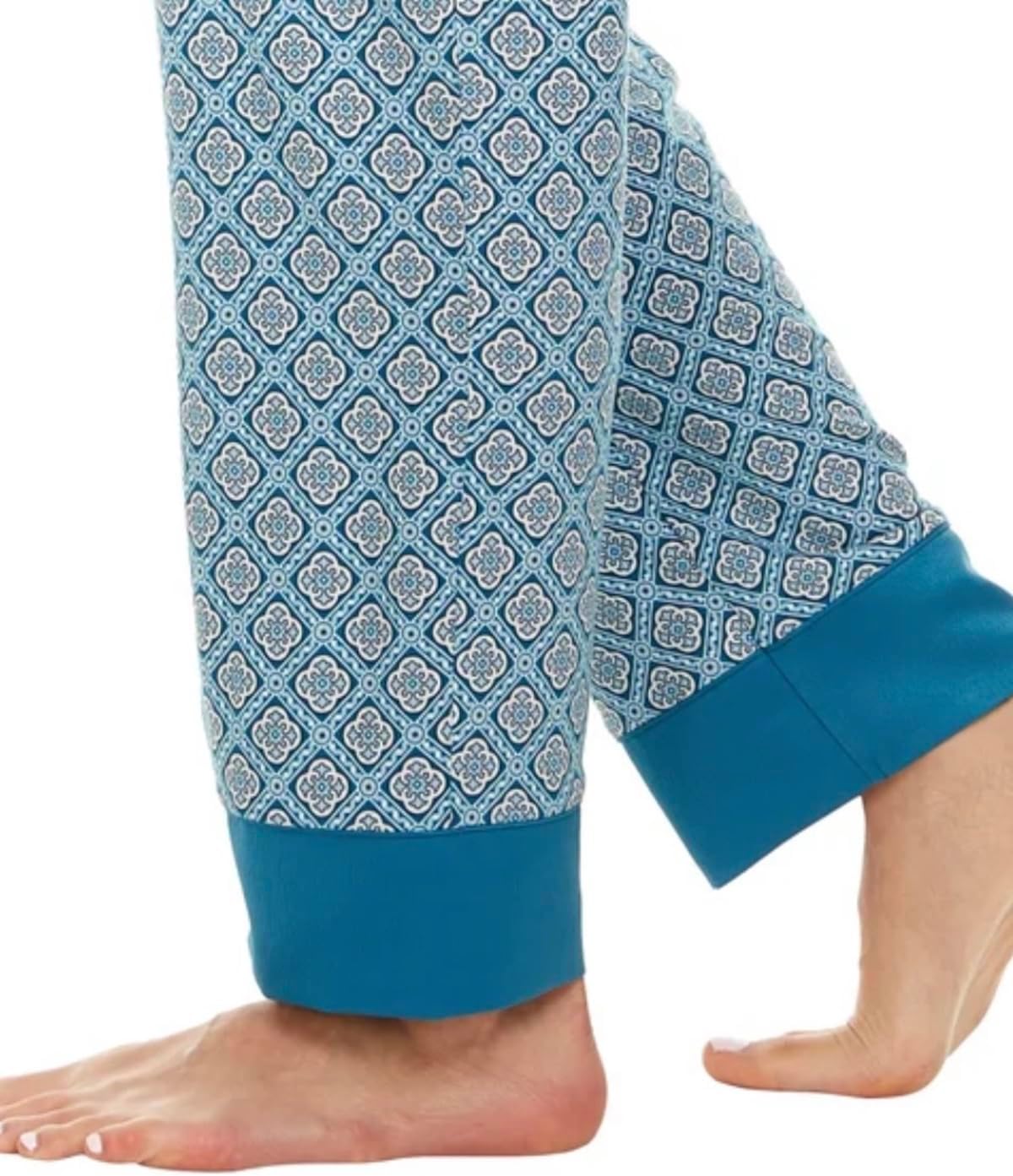 Flora Nikrooz FN Women's 2 Piece Super Soft Satin Trim Notch Collar Pajama Sleep Lounge Set - Image 6