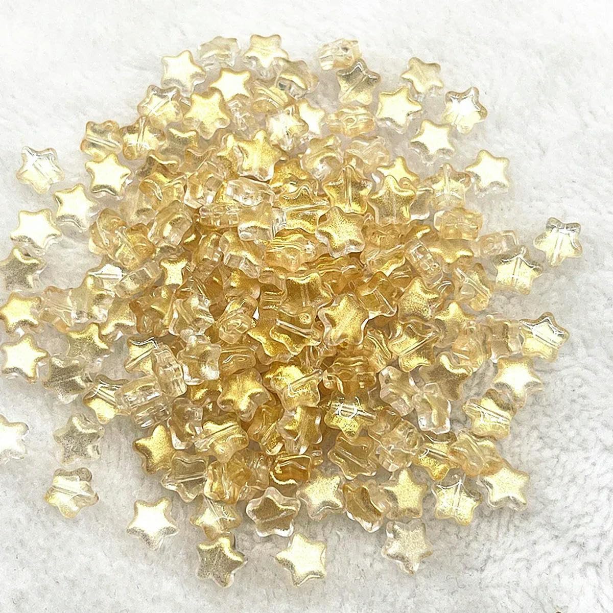HUIOYG 30pcs 8mm Star Glass Beads Loose Spacer Bead for Jewelry Making Bracelets