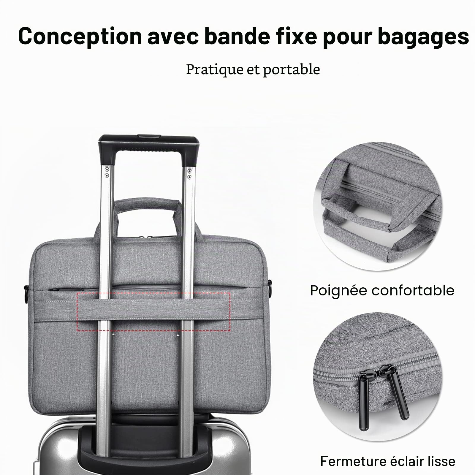 FANDARE Sacoche Ordinateur Portable pour 15.6 Pouces Laptop Sac à Bandoulière Mallette Sacoche Pochette Cartable pour Hommes Femmes Collège Cours Travail Affaires Voyage