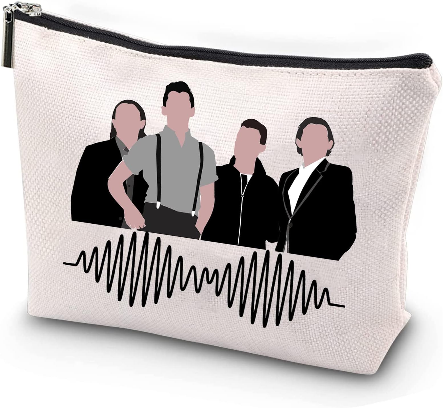 Rock Song Lover Gifts Music Lover Makeup Bag Rock Band Tour Gifts Singer's Merchandise Cosmetic Bag for Fans, Rice white, Am