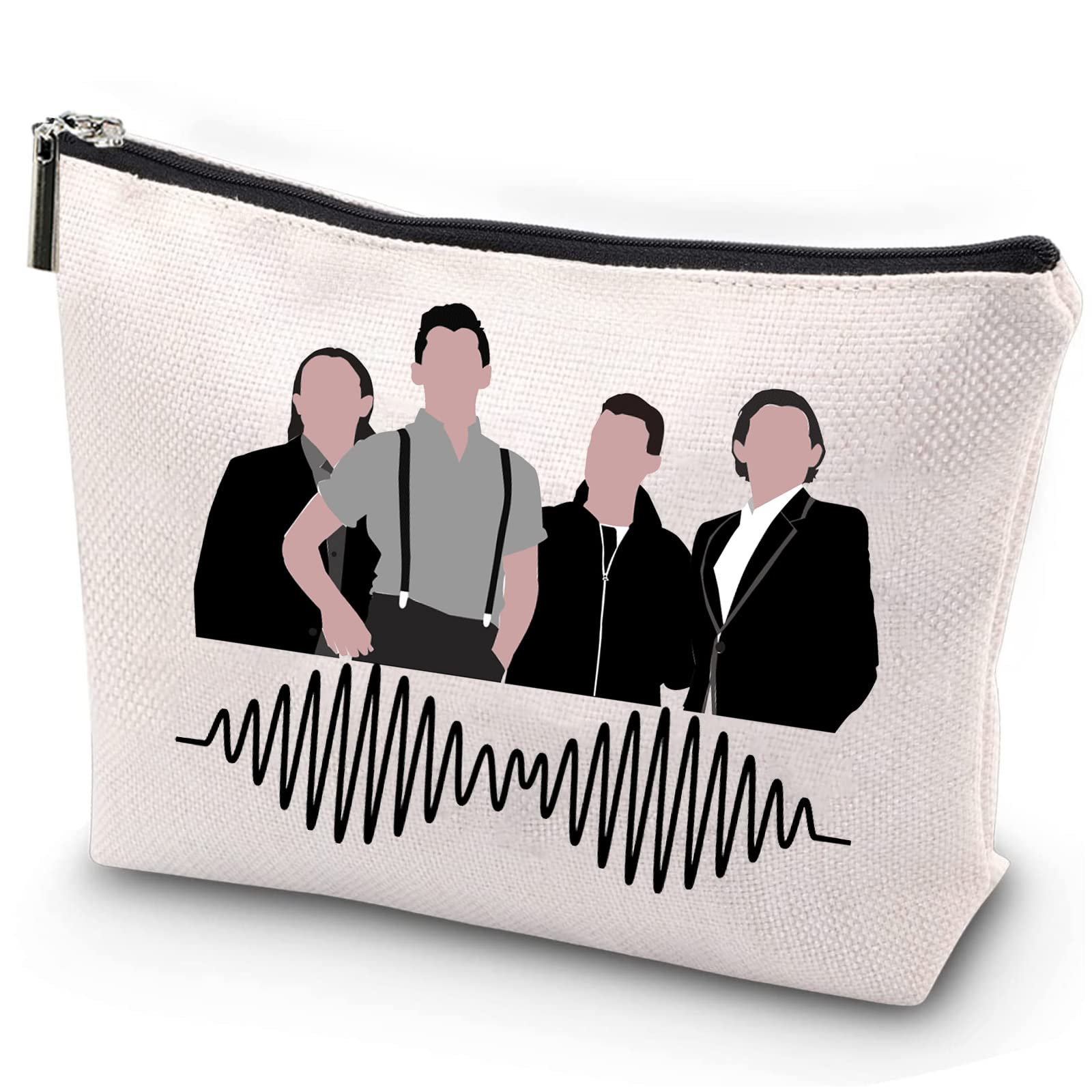 Rock Song Lover Gifts Music Lover Makeup Bag Rock Band Tour Gifts Singer's Merchandise Cosmetic Bag for Fans, Rice white, Am