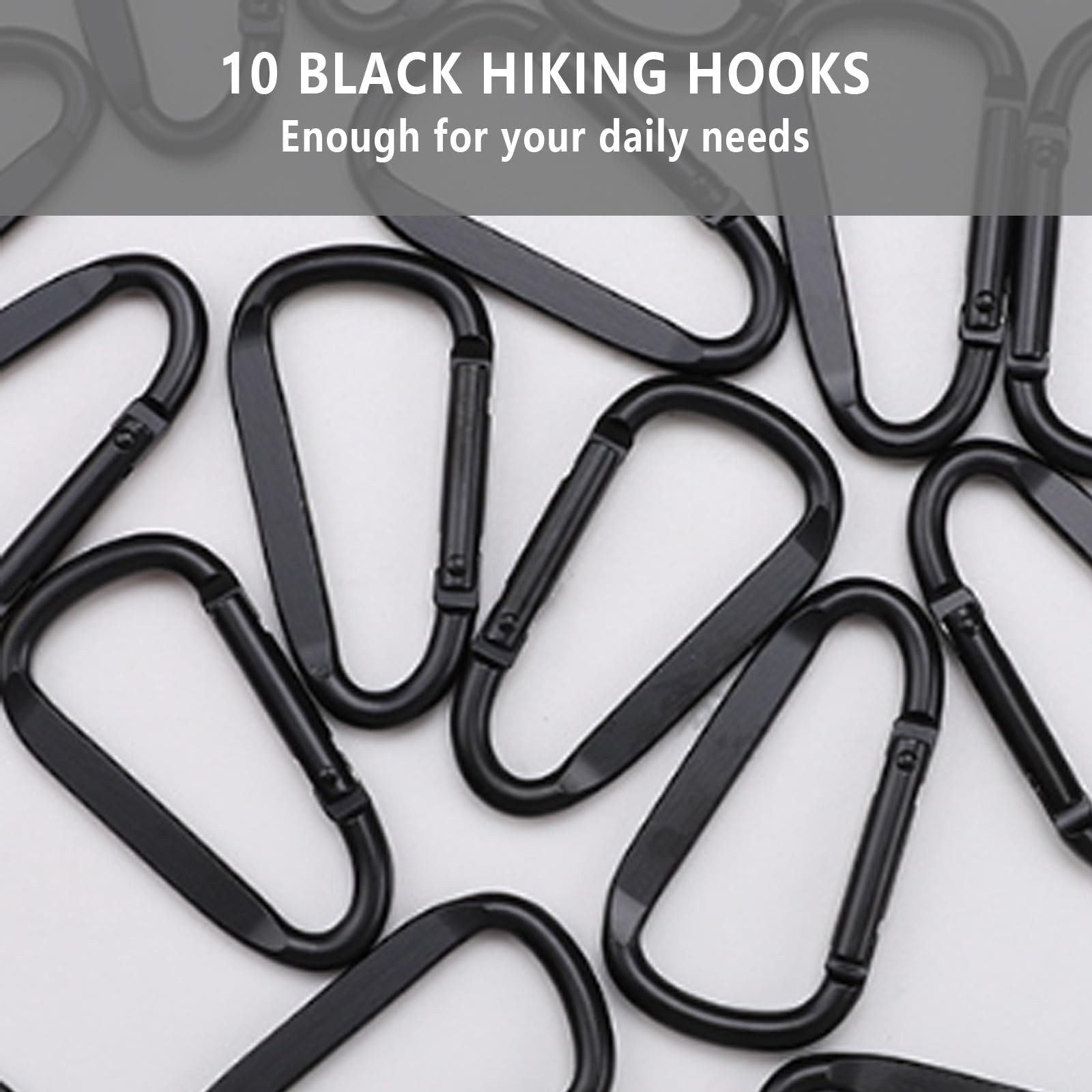 6 Moschettoni In Alluminio Nero - Piccoli, Per Zaini, Chiavi, Campeggio - Foto 5