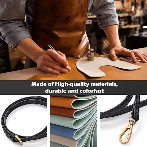 Miniatura 4 de Correa de repuesto ajustable para bolso, correa de repuesto ajustable para bolso cruzado, bolso de mano de cuero genuino, Hebillas de oro negro