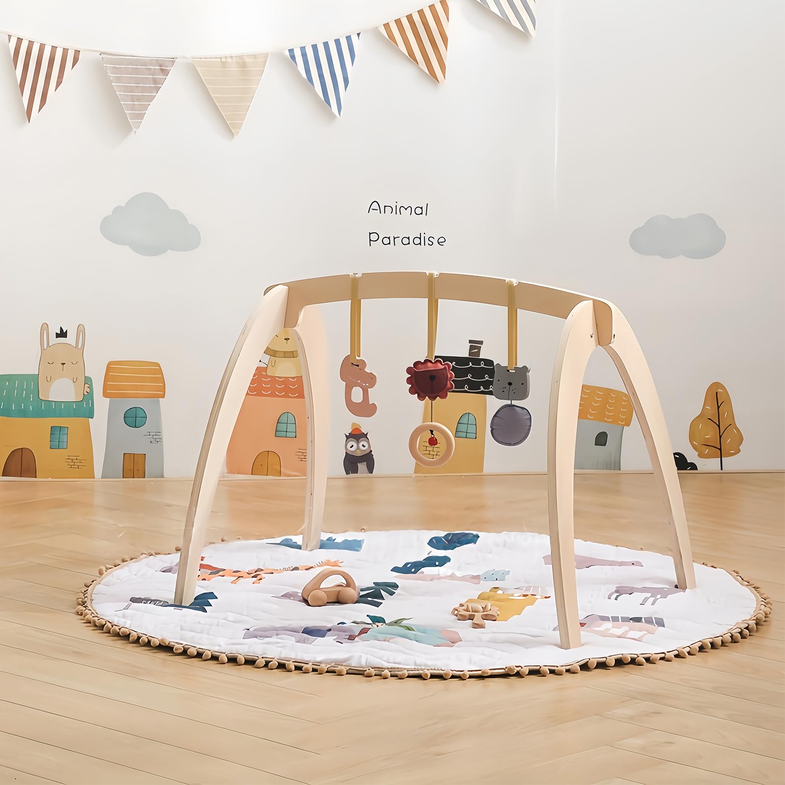 Gimnasio para Bebé,Juguetes Sensoriales Plegables con Sonajero | Gimnasio Bebé con Estimulación Natural - para Bebés Y Niños Diario Interior Exterior