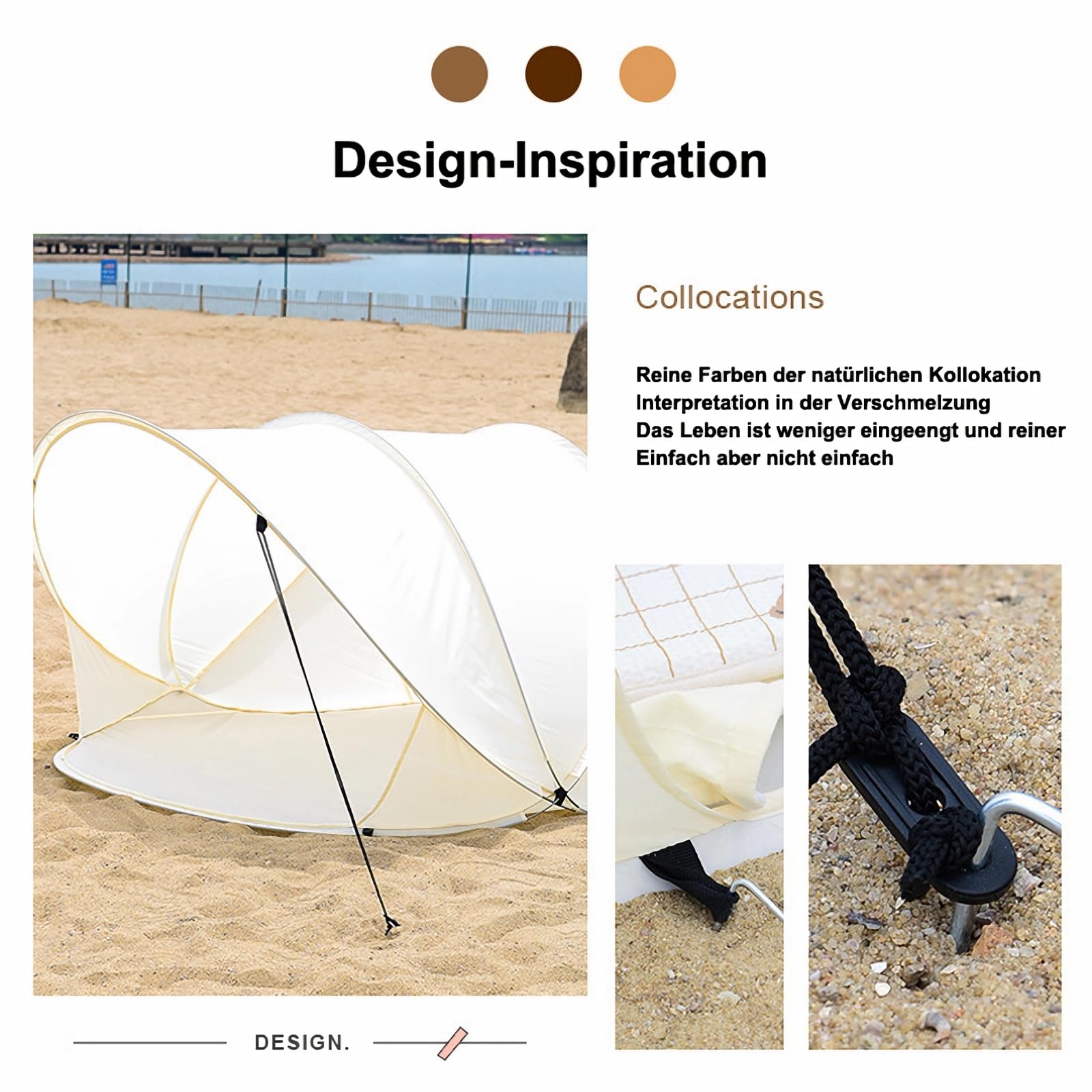 Beach Shelter Pop Up Beach Tent UV Protection Throw Tent Weather Light Beach Tent for Garden Beach,Beige