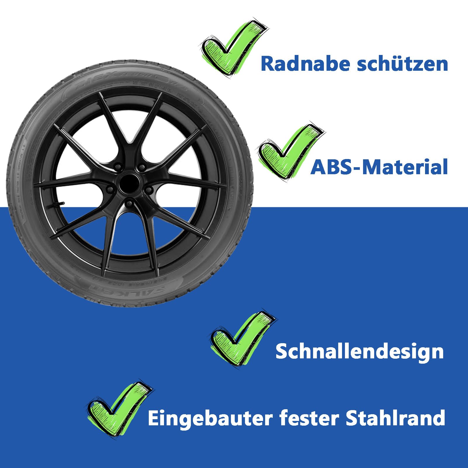 4 stuks naafdoppen, 60 mm wielnaafdoppen, universele ABS