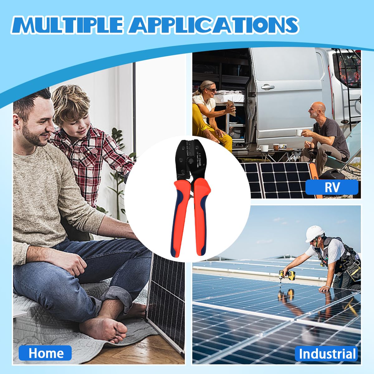 Crimpadora MC4 Solar para Conectores Aislado 2,5/4/6 mm² Herramienta de Crimpado Fotovoltaico