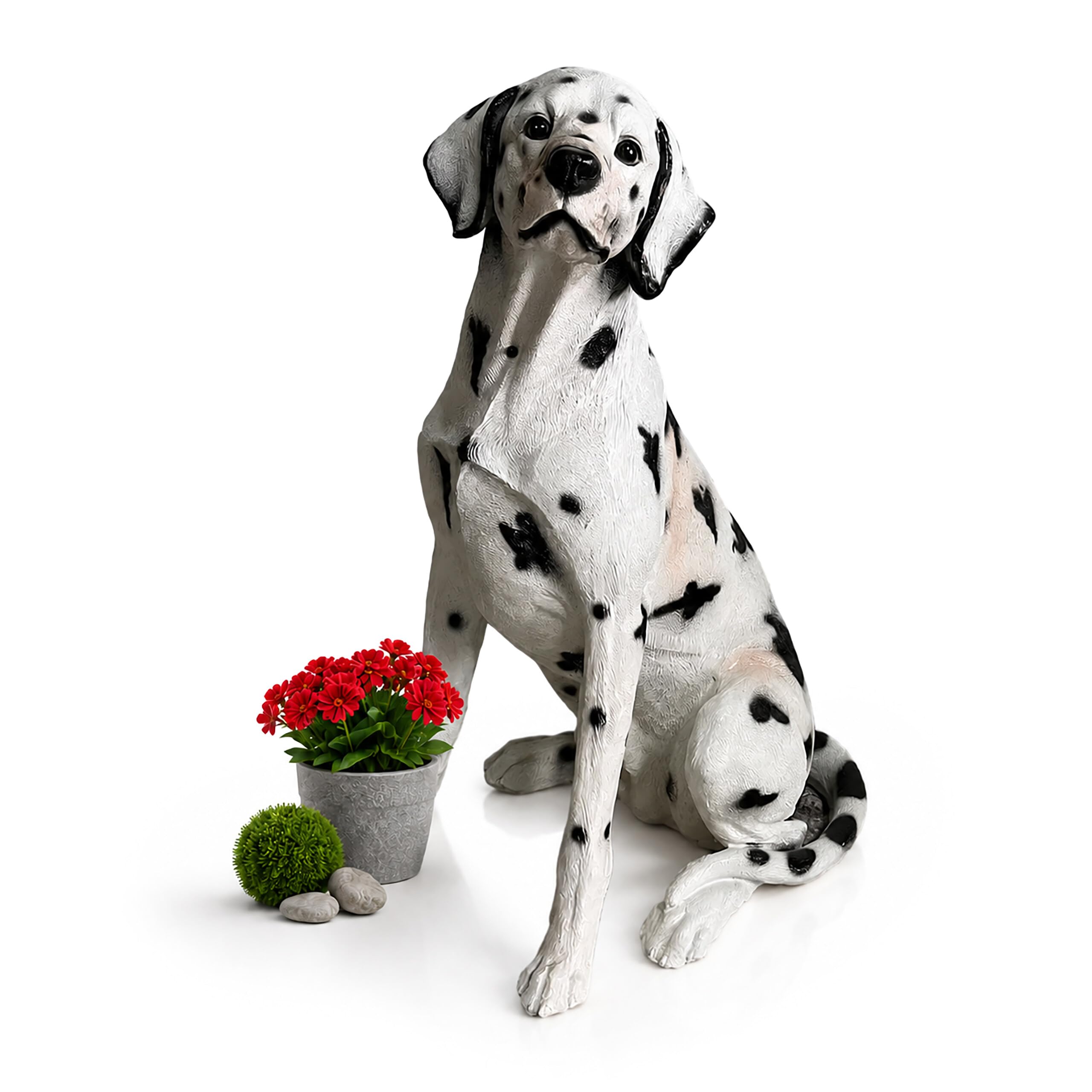 Relaxdays Gartenfigur Hund, Dalmatiner Figur, weiß/schwarz