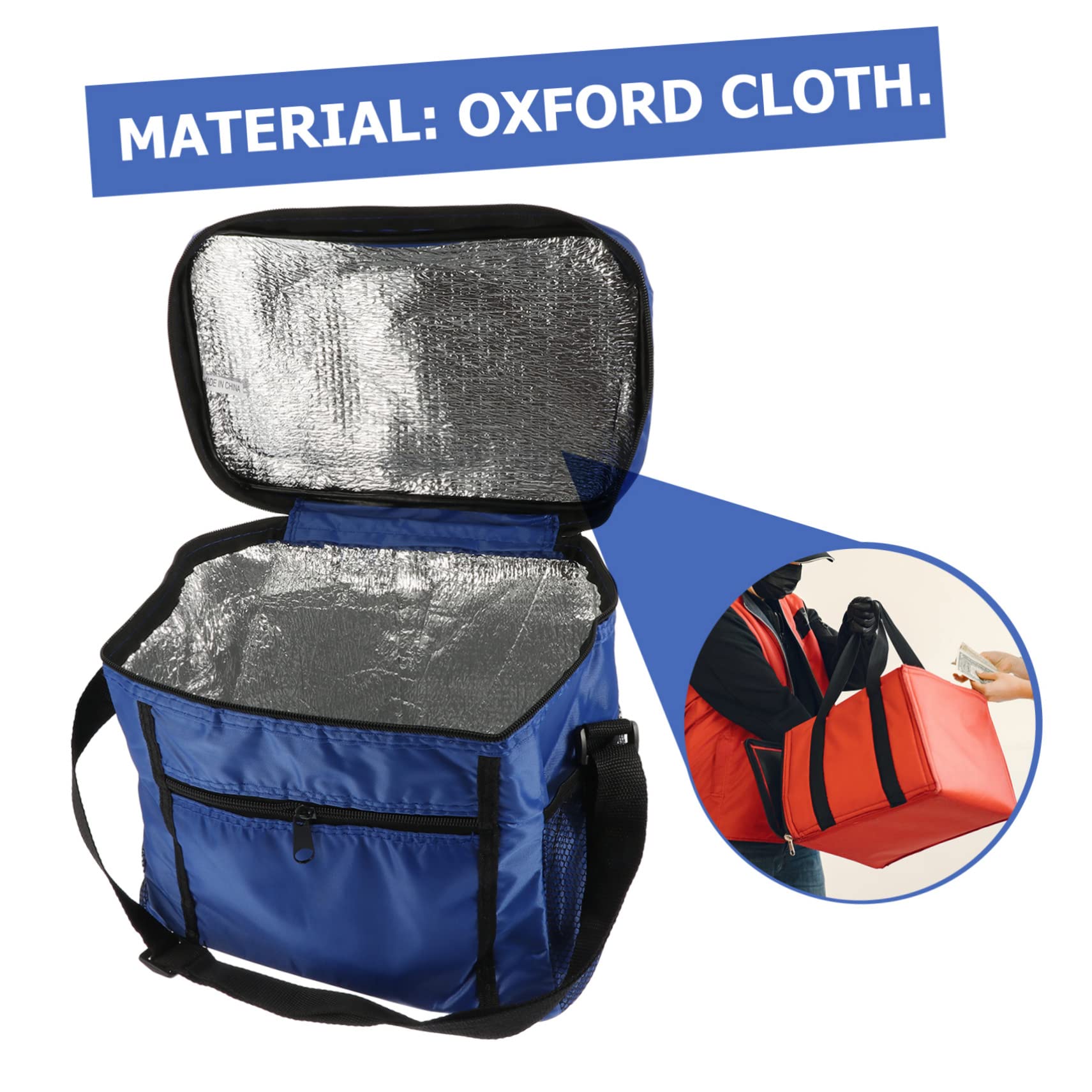 Borsa Termica per Cibo in Oxford Blu, Borsa Consegna