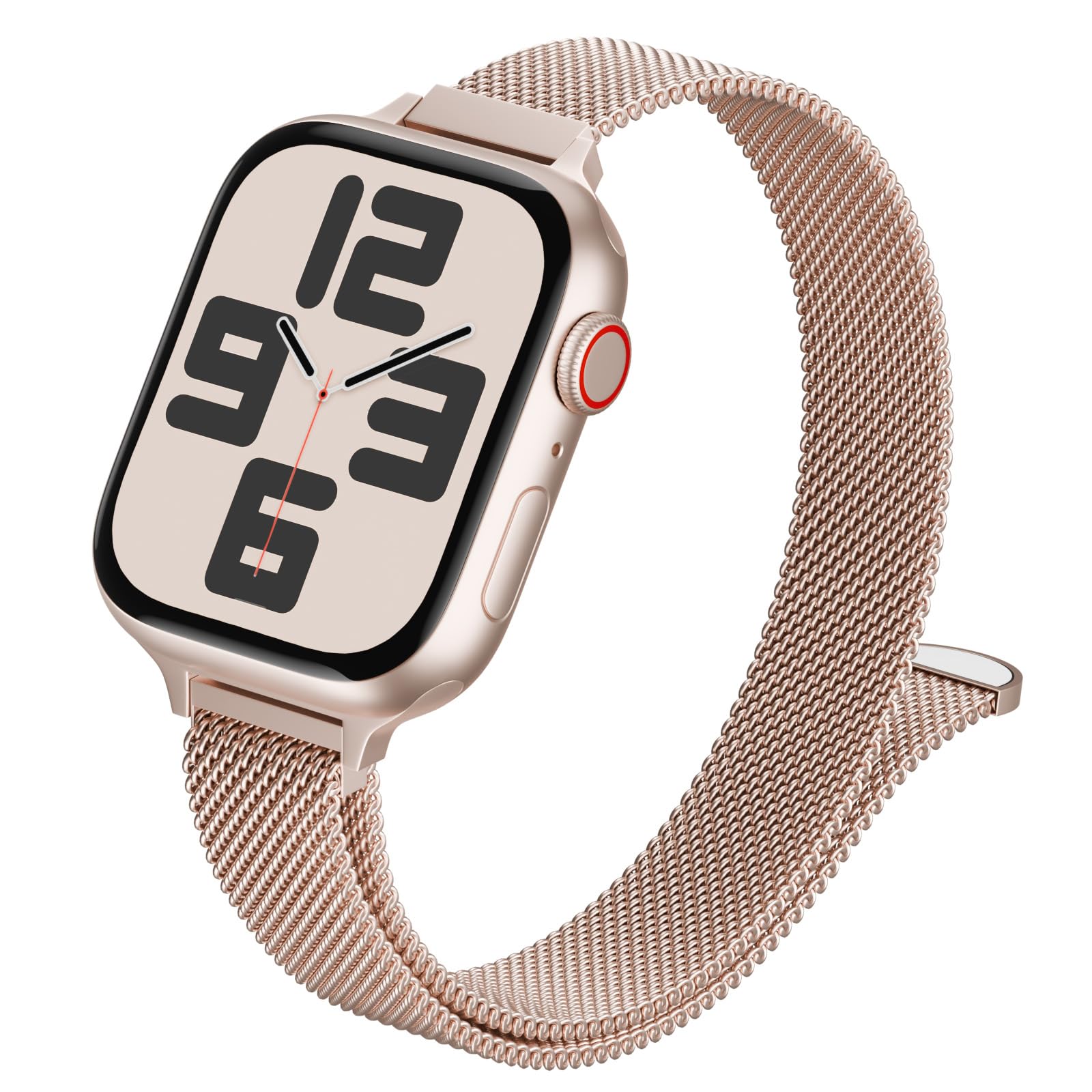 Slim Mesh Loop Band Compatible with Apple Watch Bands 38mm 40mm 41mm 42mm 44mm 45mm 46mm 49mm, Stainless Steel Thin Magnetic Metal Strap for iWatch