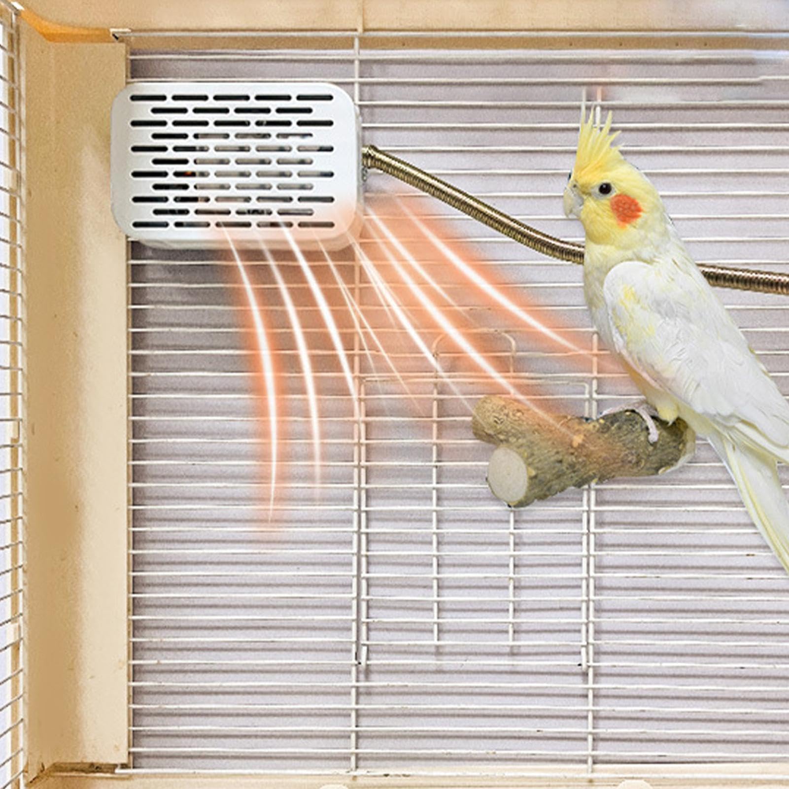 Vogelwärmer für Käfig, Vogelkäfig-Licht - Vogelheizung und Lampe Exquisite und kompakte Vogelkäfigleuchte spart Strom für Papageien, kleine Vögel, Reptilien, Schildkröten, Schlangen, 12 x 7,5 cm