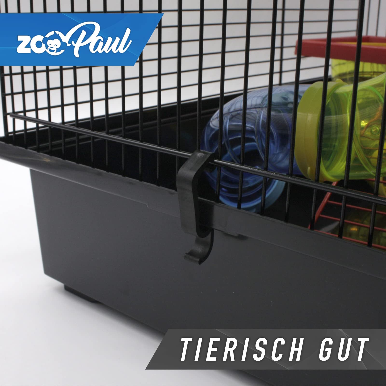 ZooPaul Nagerkäfig Hamsterkäfig XXL mit Zubehör Maus Hamster Käfig Tunnel Haus (Schwarz Bunt)