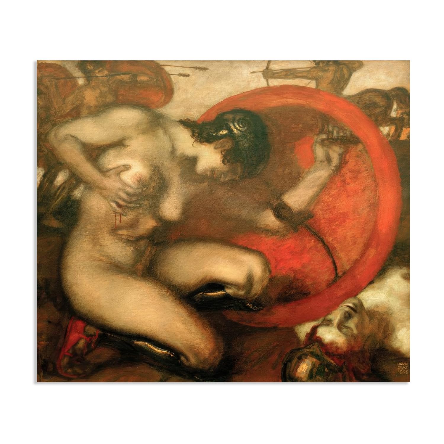 Franz von Stuck Canvas Wall Art for Living Room Wounded Amazon Symbolist Artwork Prints Famous Painting Reproductions Wall Decor for Office bedroom Home Decor Gift 70x60cm(28x24in) frameless