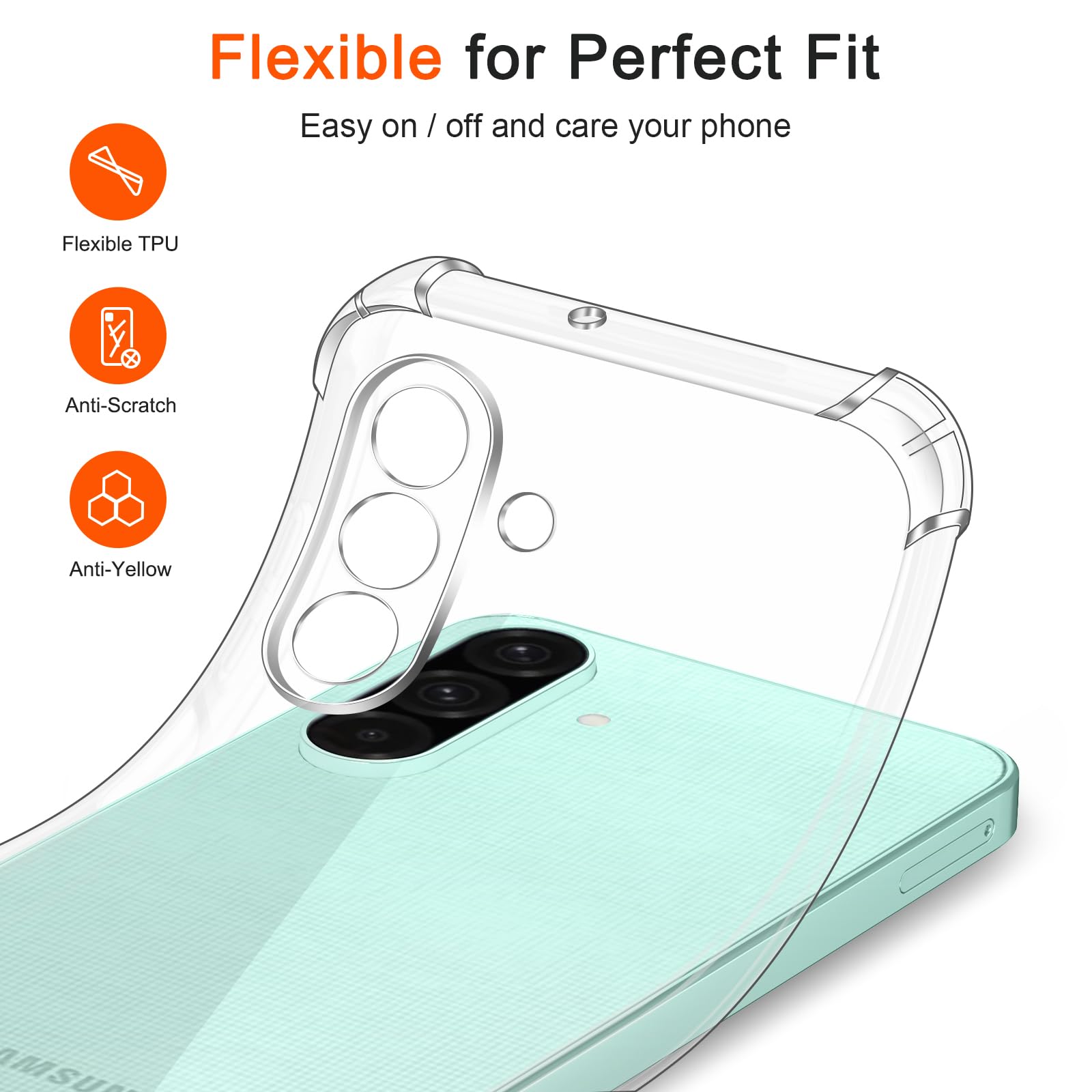 iVoler Cover per Samsung Galaxy A26 5G, Custodia Antiurto Trasparente per Assorbimento degli Urti con Paraurti in TPU Morbido, Sottile Morbida in Silicone TPU Protettiva Case