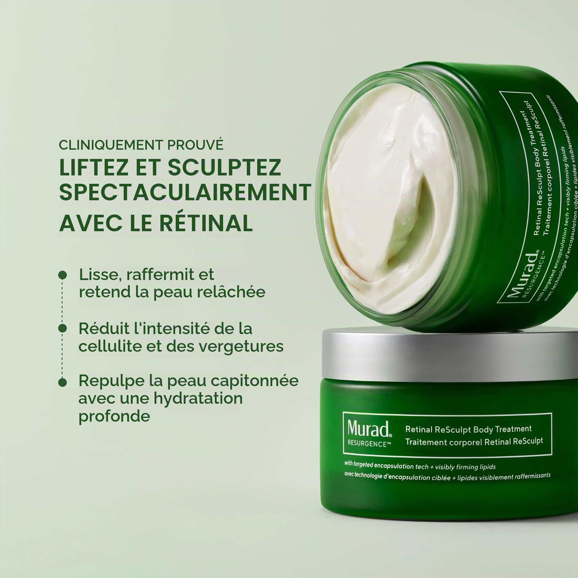 Retinal ReSculpt Traitement corporel – Crème pour le corps rétinienne pour cibler la cellulite et les vergetures – Soulève, raffermit et resserre la peau affaissée, crépule, 150 ml