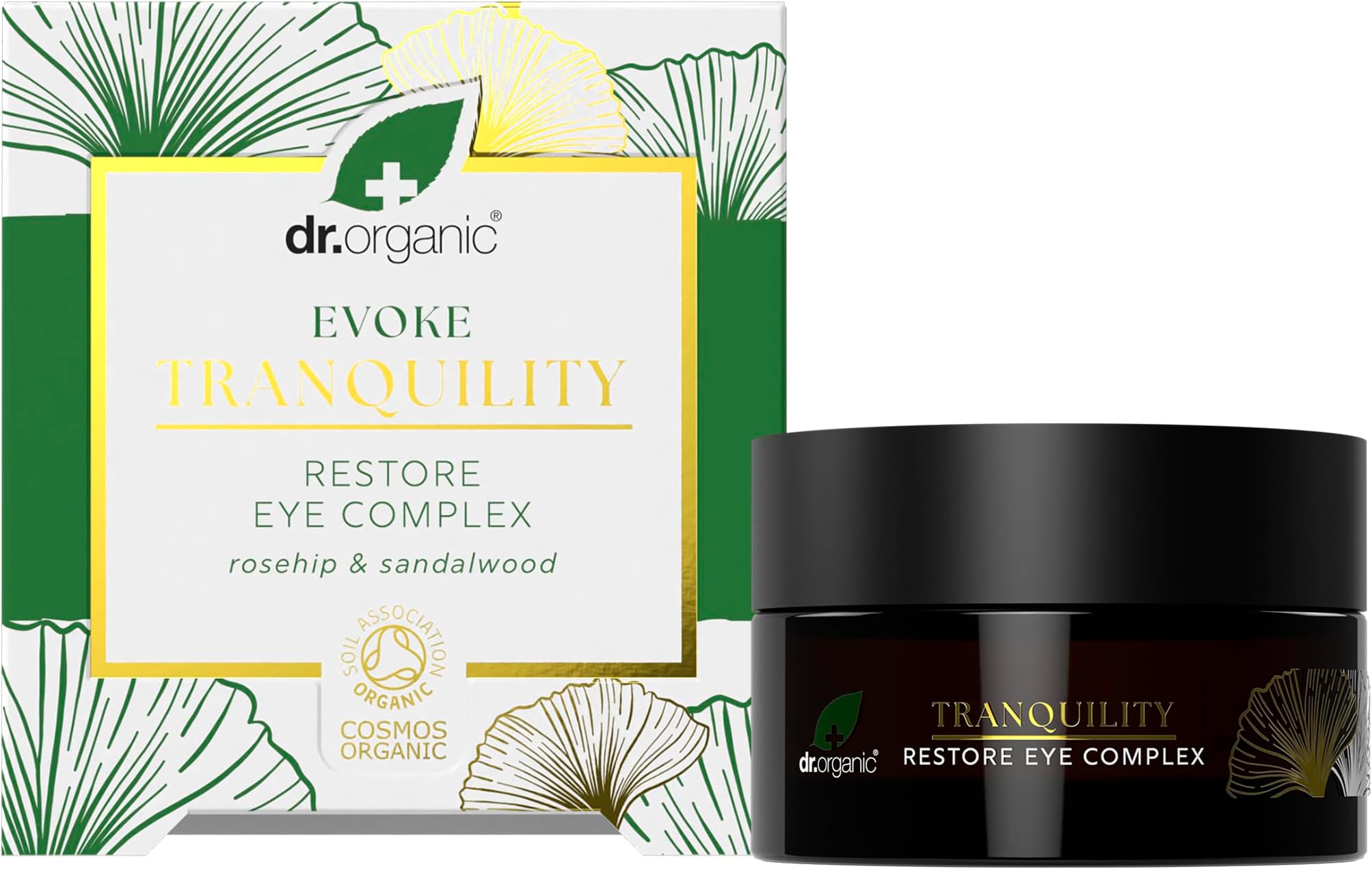 Dr Organic Evoke Tranquility Restore Eye Complex Cream, Firm & Smooth Fine Lines and Wrinkles, with Rosehip & Sandalwood, Certified Organic, 10ml