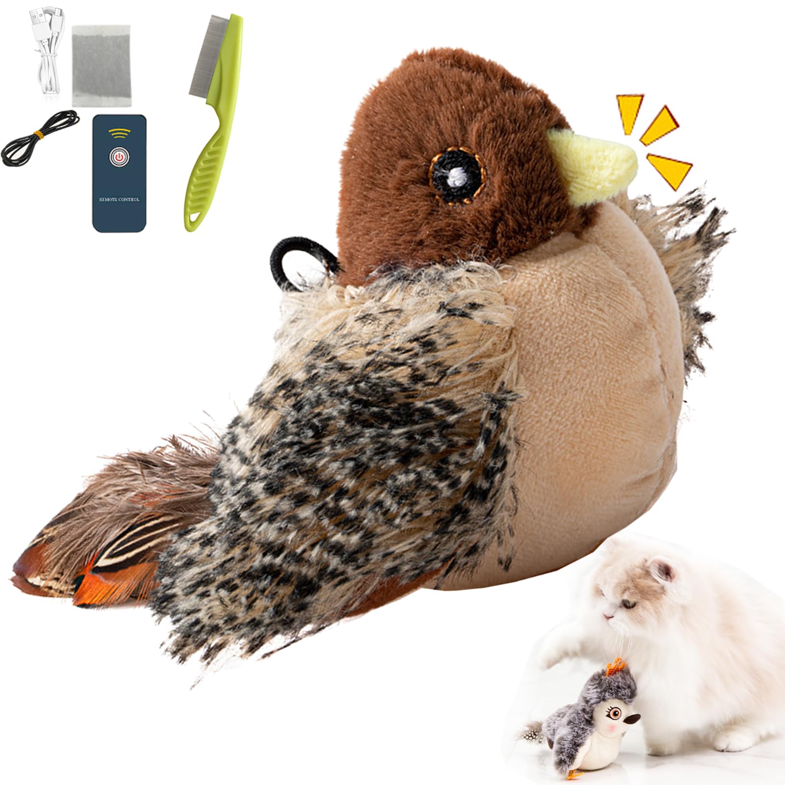 Piper Tomi Juguete para Gatos - Pájaro Chirriante con Alas Aleteantes, Pawfectway Bite Buddy (1PC-A Piper Tomi Juguete para Gatos - Pájaro Chirriante con Alas Aleteantes, Pawfectway Bite Buddy (1PC-A