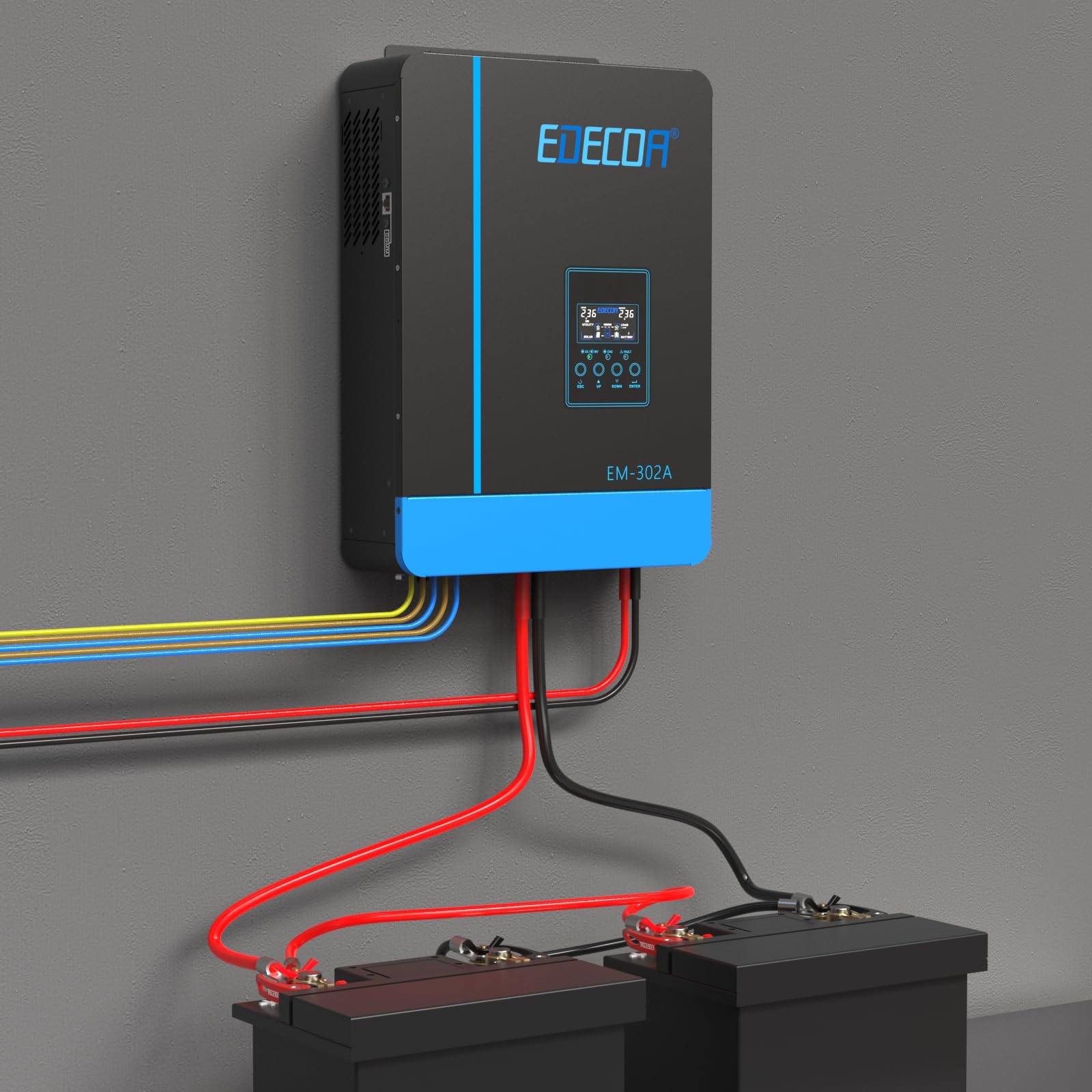 EDECOA 3000w Inverter ibrido da 24v a 220v 230v 3.2KVA/3000W Caricatore solare MPPT 80A Onda Pura (Off-Grid) con caricabatterie, rete di priorità, regolatore di carica solare