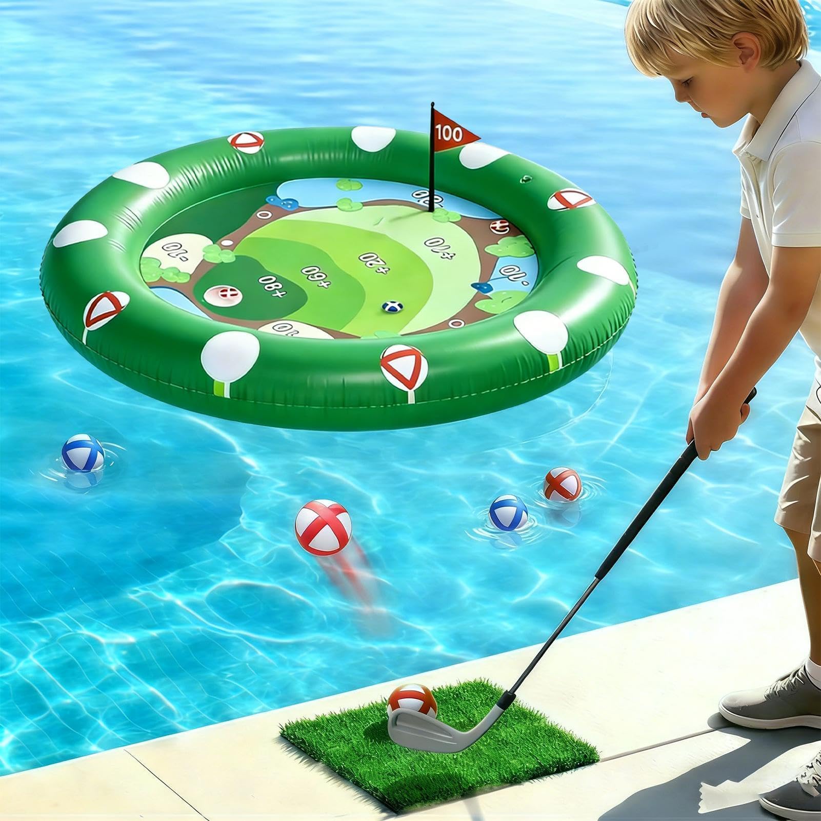 Generisch Basen Golf | Zabawka outdoorowa na podwórko, pływająca gra w golfa, dla rodziny, dzieci, dziewcząt, w wieku 3-12 lat, do parku wodnego, na podwórko