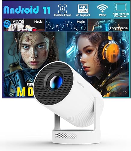 Miniatura 1 de Enfoque eléctricoMini proyector con WiFi 6 y Bluetooth 5.4, proyector portátil inteligente 4K, altavoz base sonora de 5 W, rotación automática