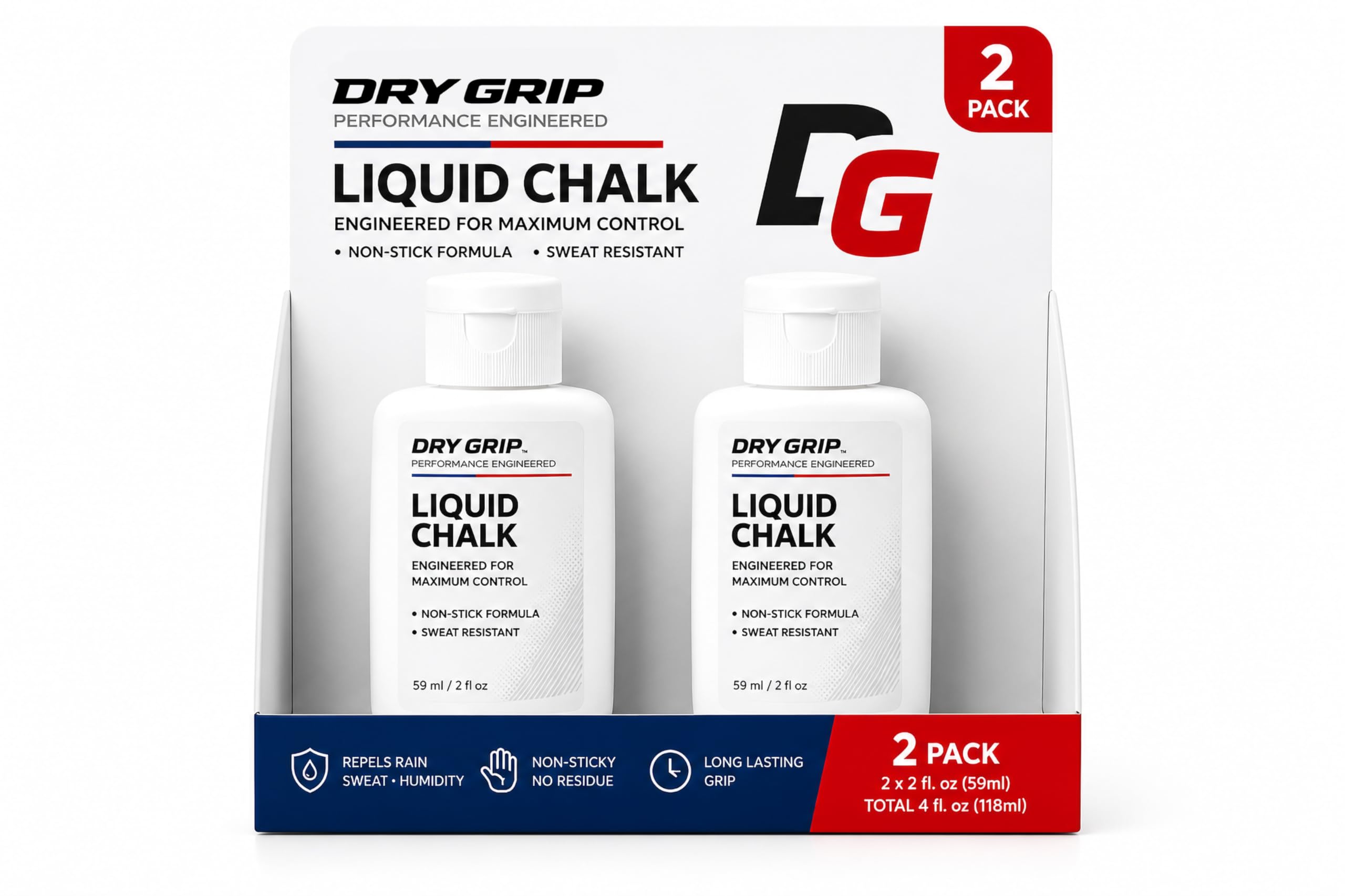 DRY GRIP Liquid Chalk Solution 2 fl. oz 2 Pack Grip Enhancer