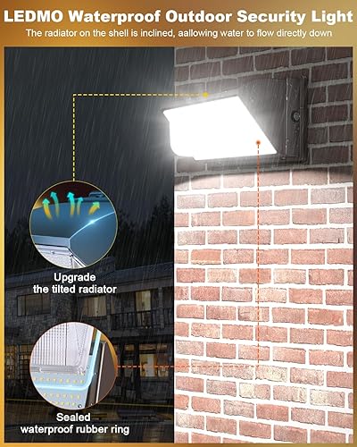 Miniatura 5 de LEDMO Paquete de 4 luces LED de pared de 120 W desde el atardecer hasta el amanecer con fotocélula luces industriales comerciales para exteriores