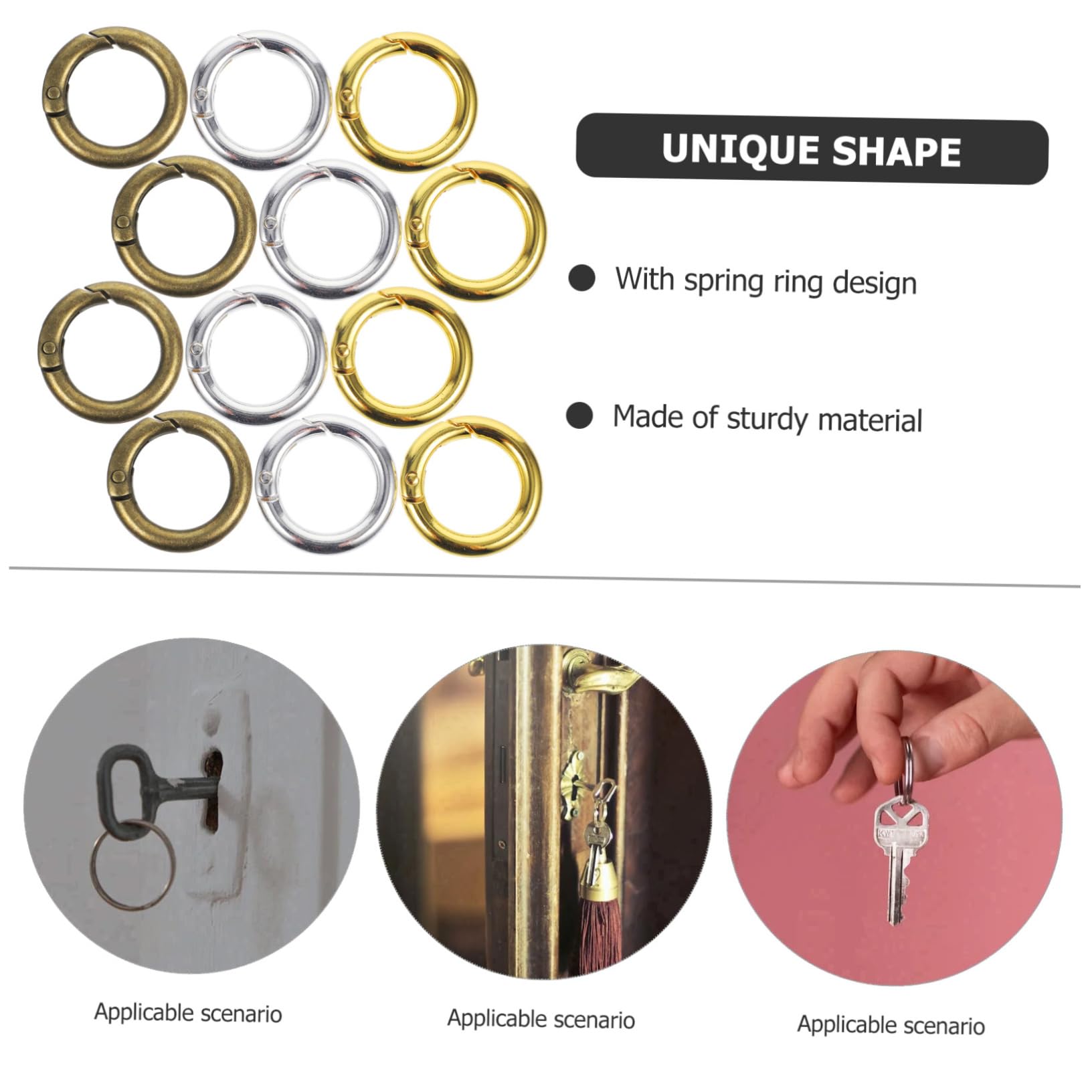 Artibetter 75pezzi Anelli Molla Chiusure Scatto Colorate Per Portachiavi e Borse - Per e Accessori Antico