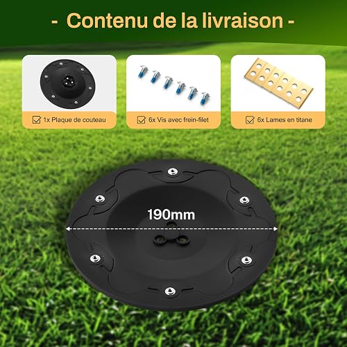 [AGGIORNAMENTO] Disco lama + 6 Lame di ricambio Compatibili con Eufy E15 E18, TerraMow V600, V1000, S800 S1200, Disco Lama per Robot Tagliaerba, Disco Rotante per Robot Tagliaerba - 4