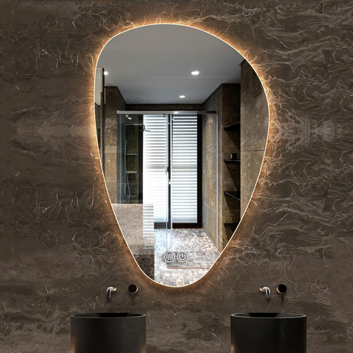 SXFSDOU Wall Mirror with Smart LED Lighting, Anti-Fog, Infinitely Dimmable for Bathroom and Vanity Use