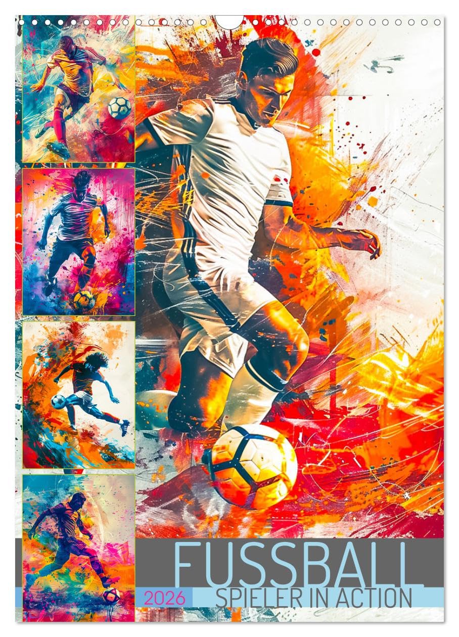 Football - Players in action UK-Version (Wall Calendar 2026 DIN A3 Portrait), CALVENDO 12 Month Wall Calendar