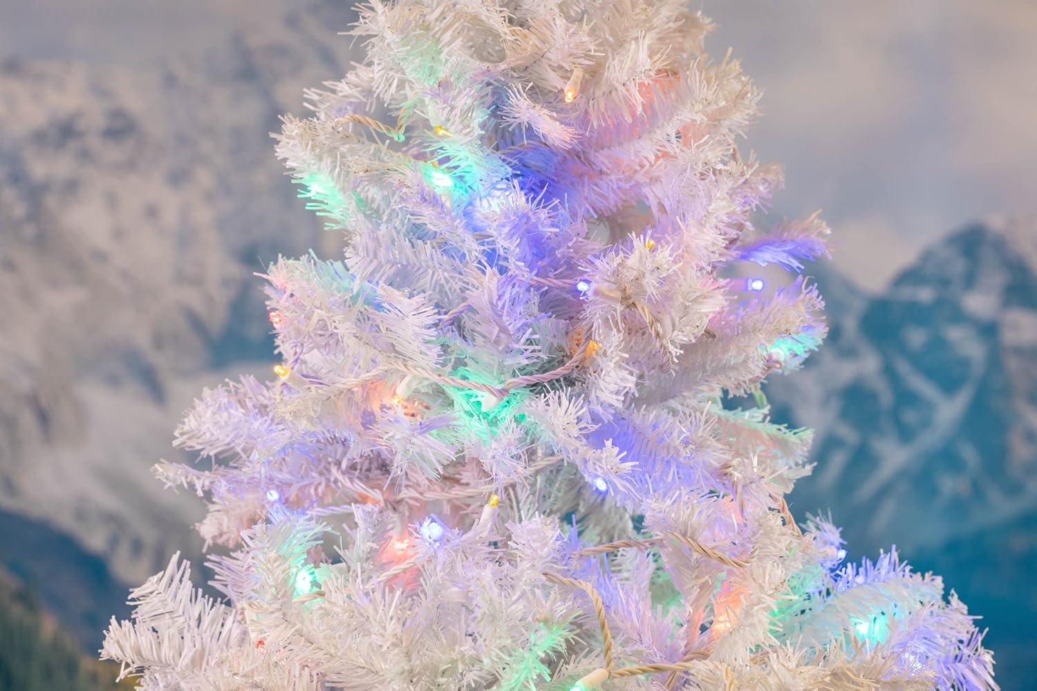 Novelty Lights 34ft Christmas String Lights, 100 Multicolor LED Bulbs on White Wire, 4" Spacing, Connectable Indoor Outdoor Commercial Grade Lighting for Holidays Patio Weddings