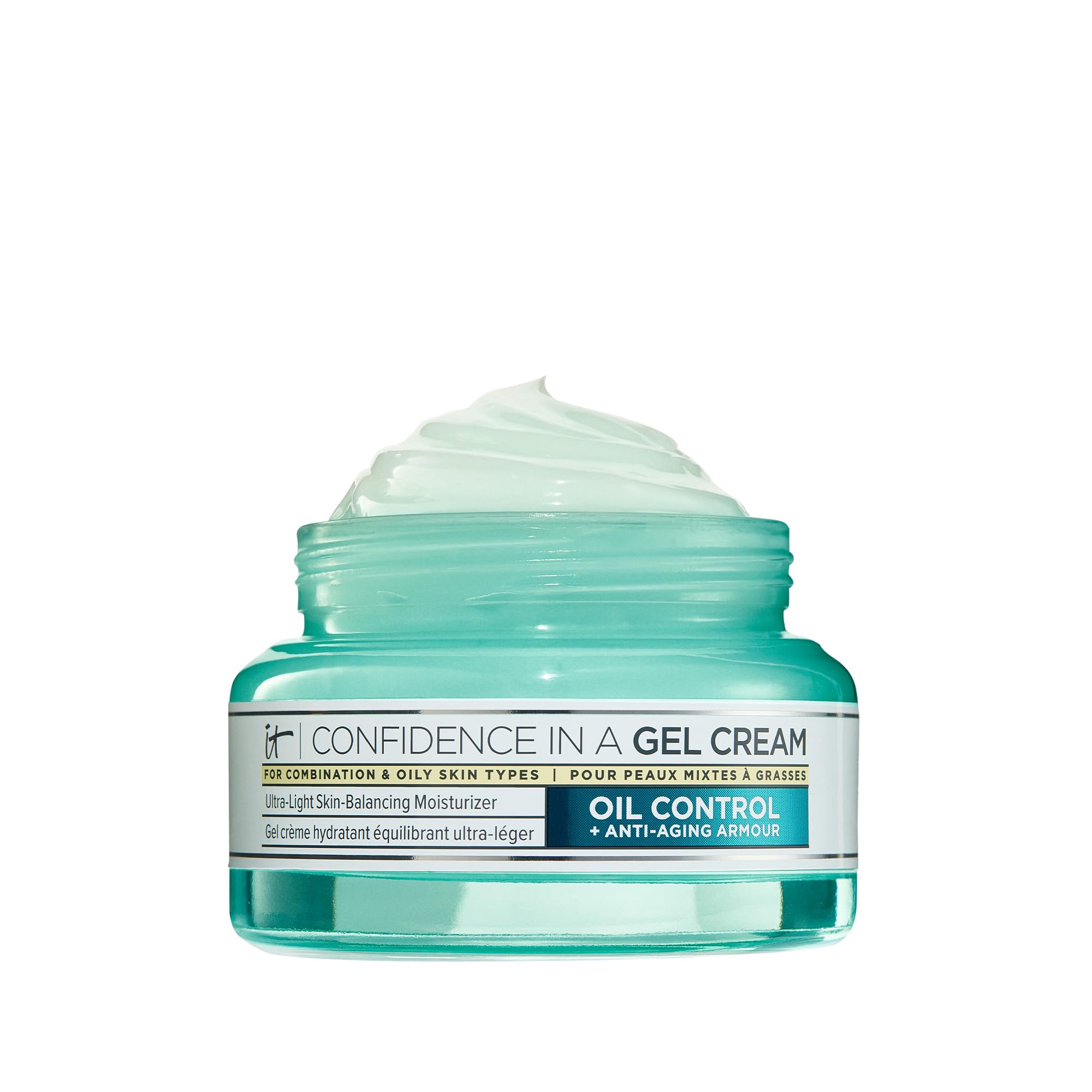 It CosmeticsConfidence in a Gel Cream Oil Control - Hydrating Oil-Free Face Moisturizer - Reduces Shine & Look of Large Pores - with Niacinamide, Vitamin E & Peptides - Non-Comedogenic - 2.0 oz