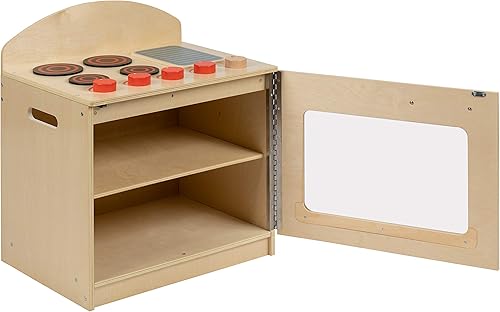 Miniatura 7 de Flash Furniture Hercules - Estufa de cocina de madera infantil para uso comercial o doméstico, segura, diseño apto para niños, natural