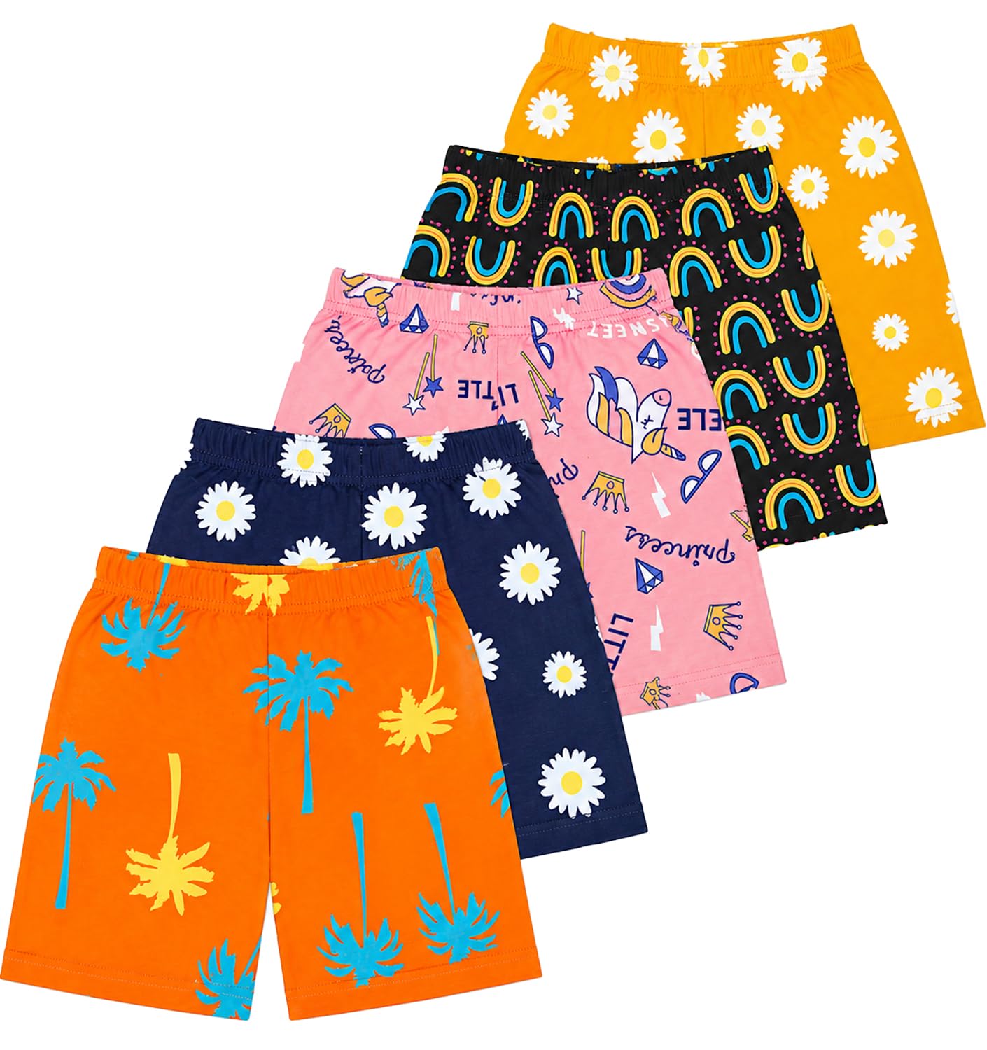 T2F Mädchen-Shorts (5 Stück), Mehrfarbig, 5-6 Jahre