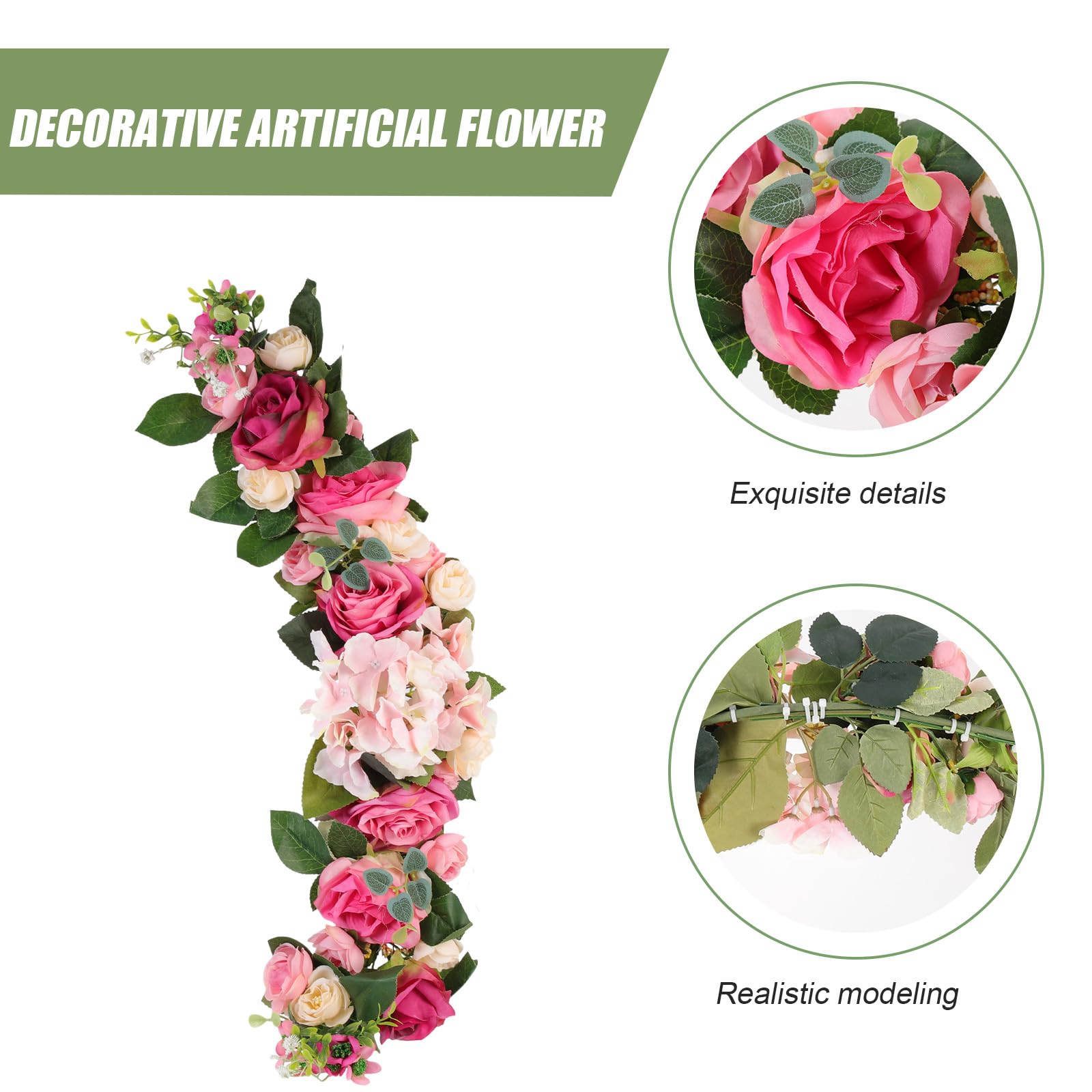 Luxshiny Künstliche Rosenblüten Dekorativer Blumenbogen für Haustür Hochzeitsbogen in Pink Langlebige Kunstblumen für Wohn und Hochzeitsdekoration