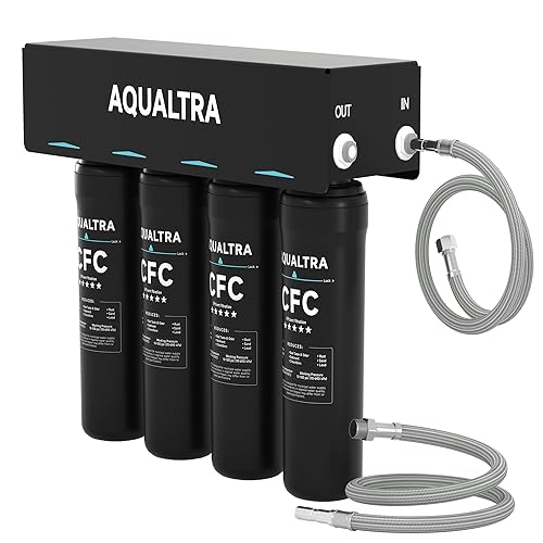 AQUALTRA USF-4B-10 Filtro de agua debajo del fregadero, sistema de filtración de agua debajo del fregadero de 65000 galones, filtro de fibra de