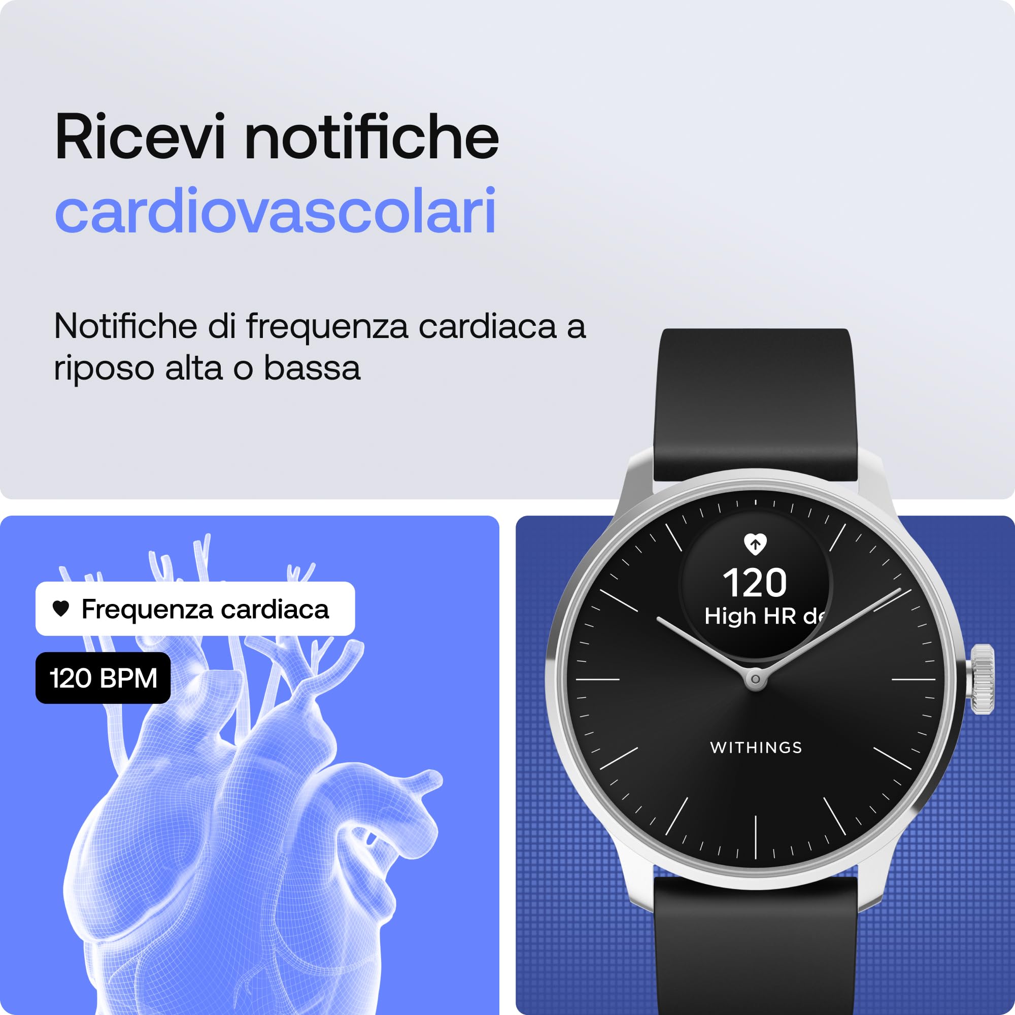 Withings ScanWatch Light - Smart Watch ibrido con monitoraggio della frequenza cardiaca, fitness tracker, monitoraggio del ciclo, monitoraggio del sonno