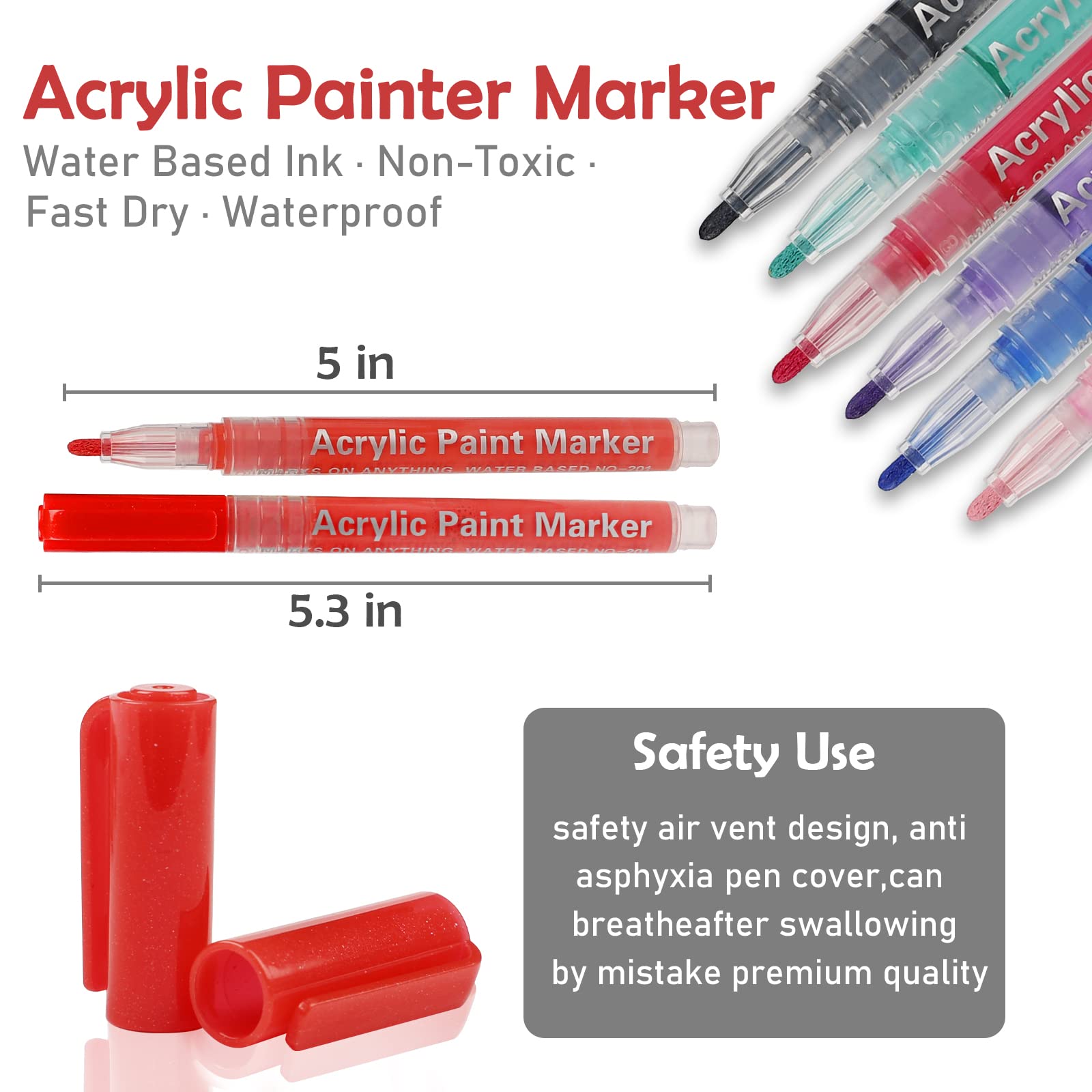 Shuttle Art 36 Colors Dual Tip Acrylic Paint Markers, Brush And Fine Tip For Rock Painting, Ceramic, Wood, Canvas, Plast - View #7