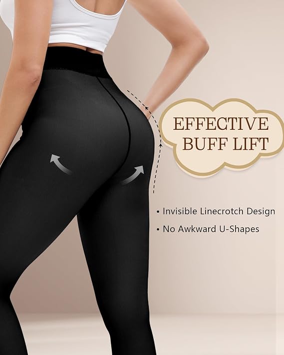 Fleece Lined Tights Women Fake Translucent Warm Pantyhose Thermal Leggings