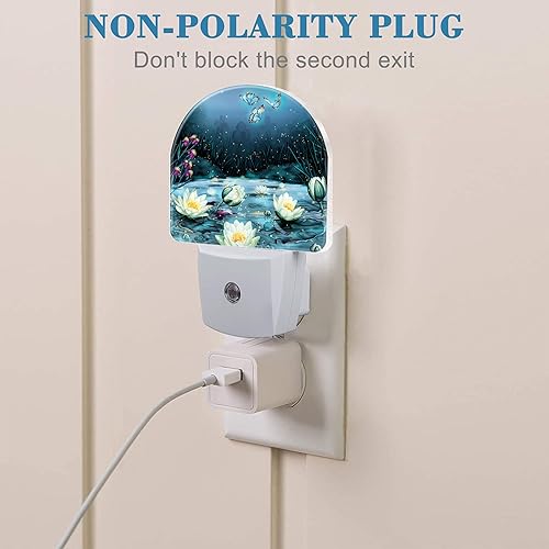 Miniatura 3 de Luz nocturna enchufable a la pared, luz nocturna mágica de flor de loto y mariposa con sensor de atardecer a amanecer, luz nocturna para niños,