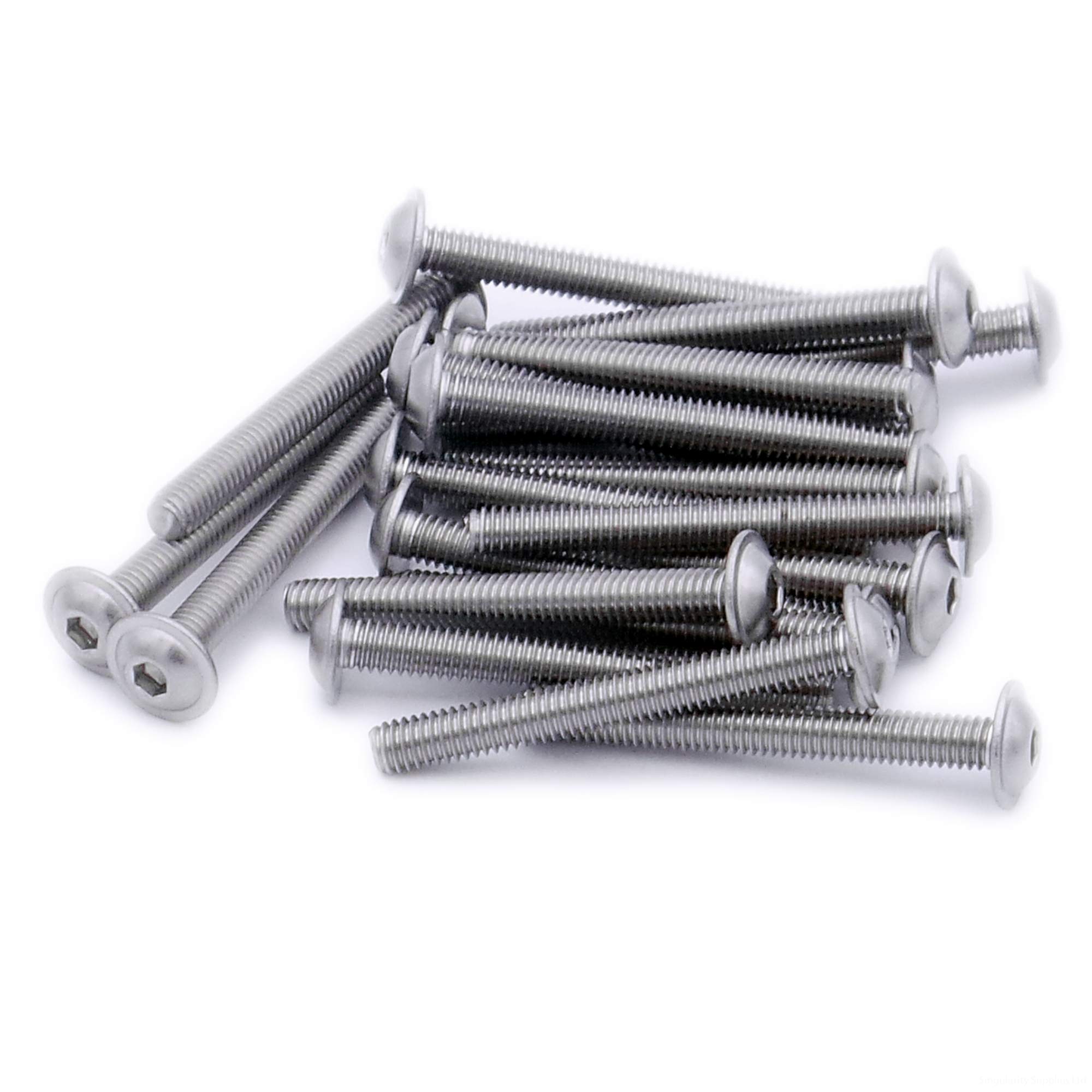 Singularity Supplies Silver M4 (4Mm X 8Mm) Flanged Hex Socket Button Machine Screw (Bolt) - Stainless Steel (A2) (Pack Of 20)