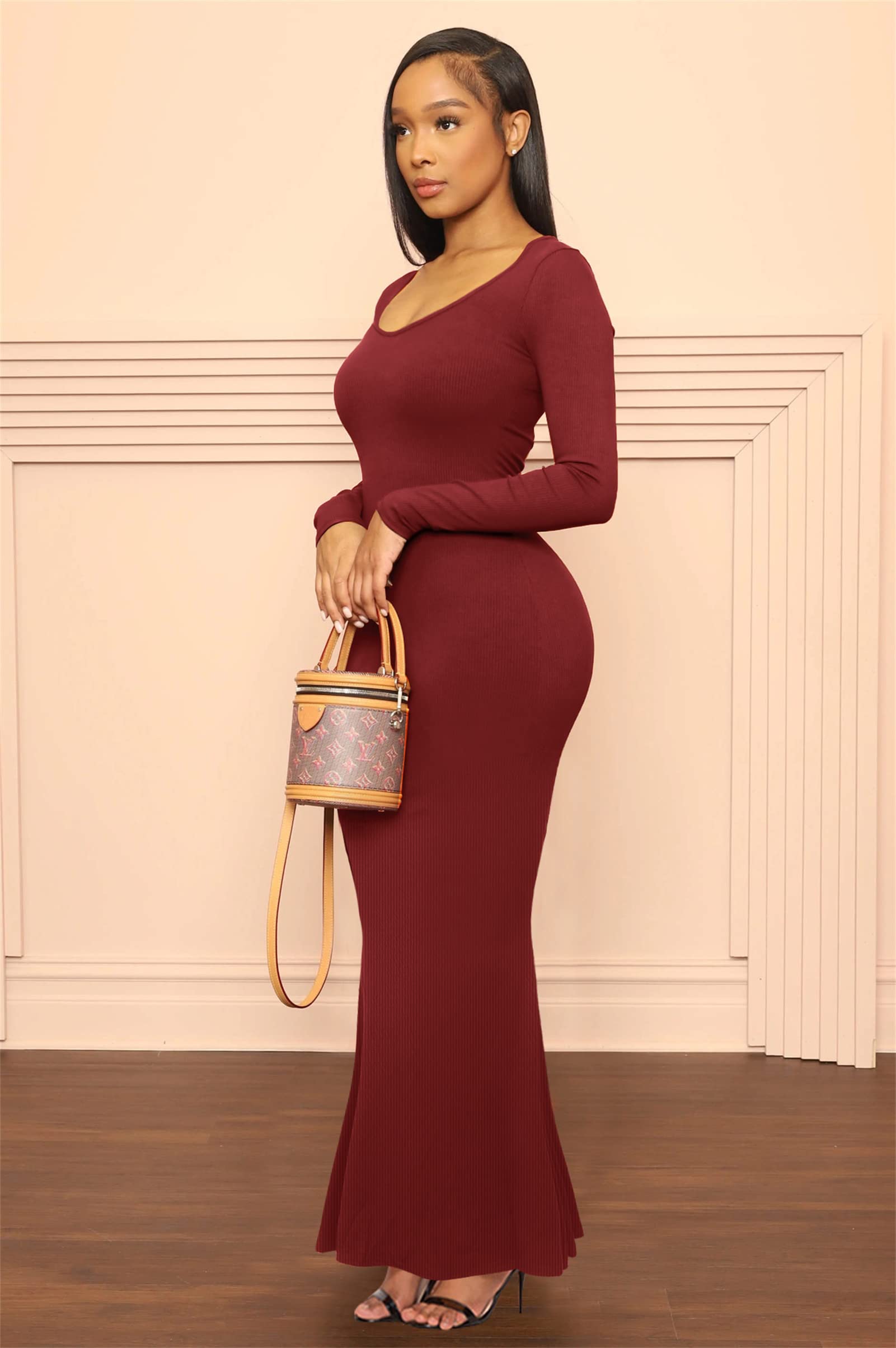 Hafailia Damska casualowa miękka długa sukienka halowa, seksowna sukienka bez rękawów, bodycon, sukienka maxi, wieczorowa formalna sukienka koktajlowa
