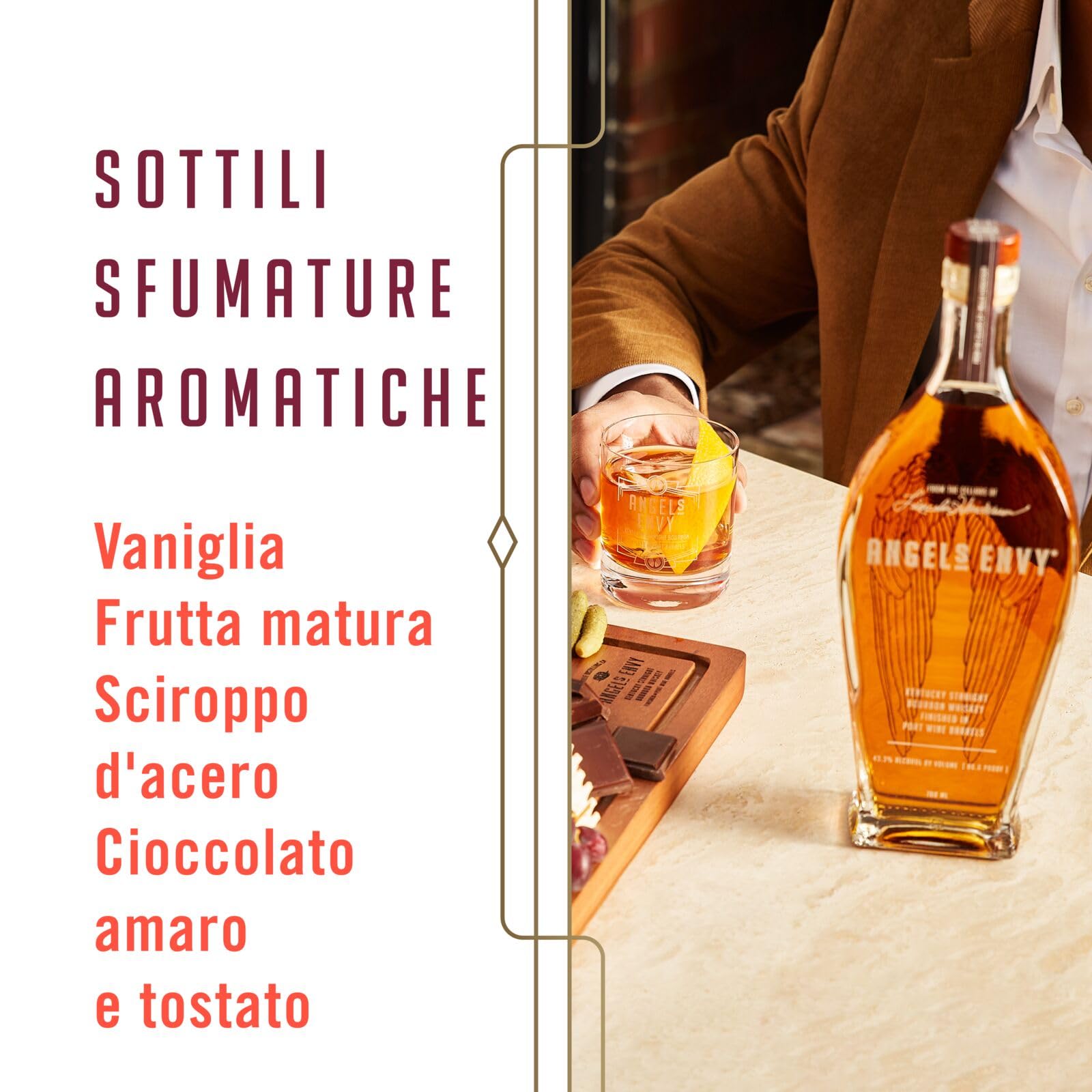 ANGEL’S ENVY Kentucky Straight Bourbon Whisky, 43,3% Vol., 70 cl / 700 ml, affinato in botti di Porto, Note di vaniglia e noci tostate