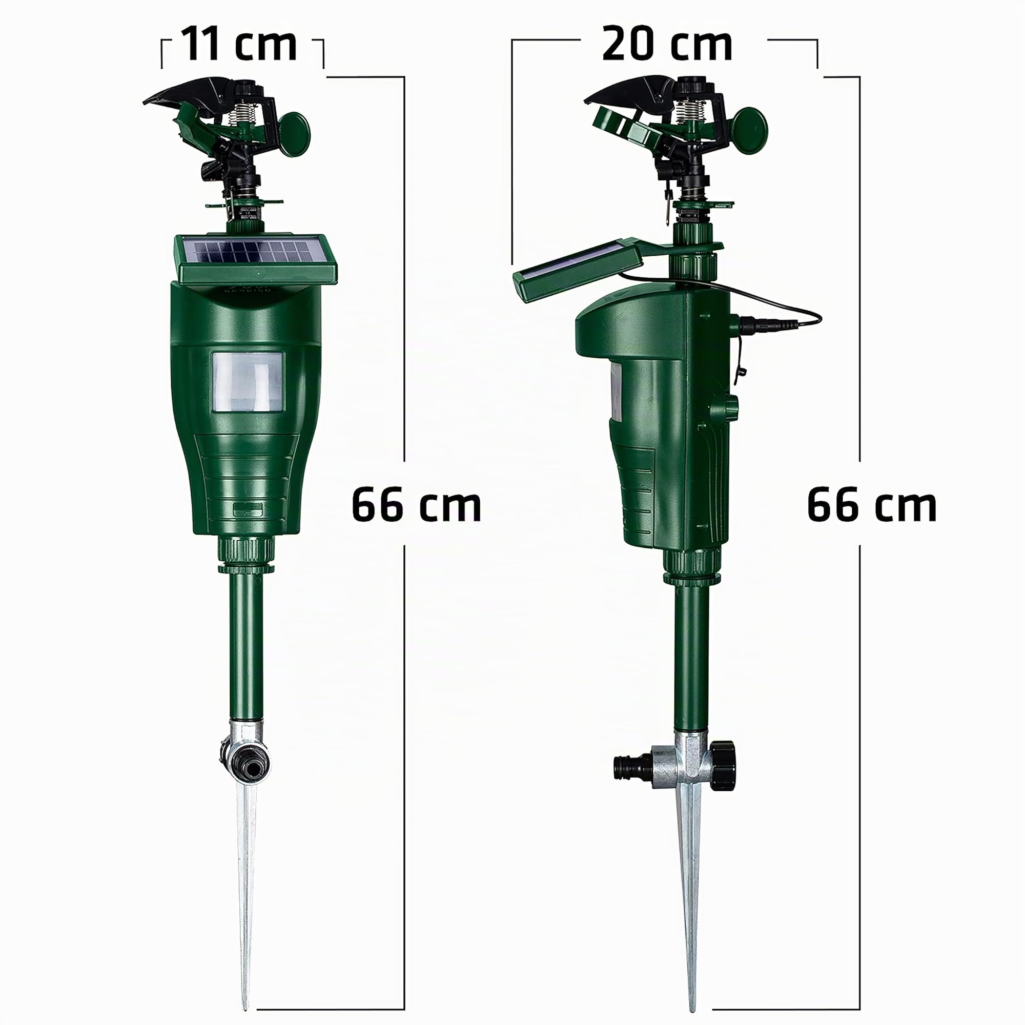 GARDIGO Wasserstrahl Tiervertreiber Solar, Solarbetriebene Vogelabwehr, Reiherschreck Katzenschreck für Garten, PIR-Bewegungsmelder, Reichweite 10 m