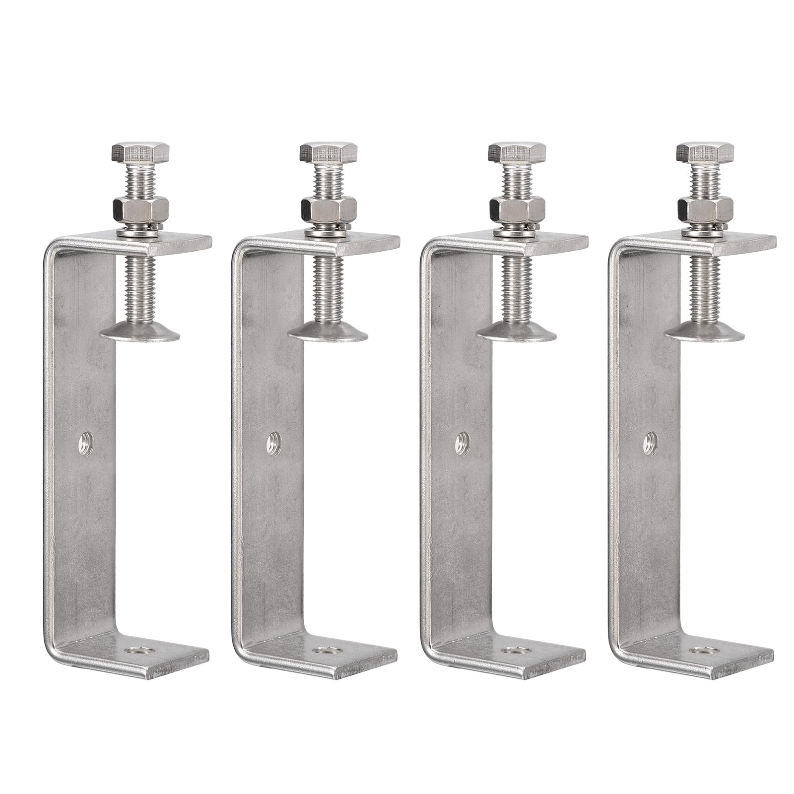Awclub 4 Pack 304 Stainless Steel C Clamps with 120mm/4.72" Stable Wide Jaw Opening Tiger Clamp for Woodworking Welding Construction Household Mount