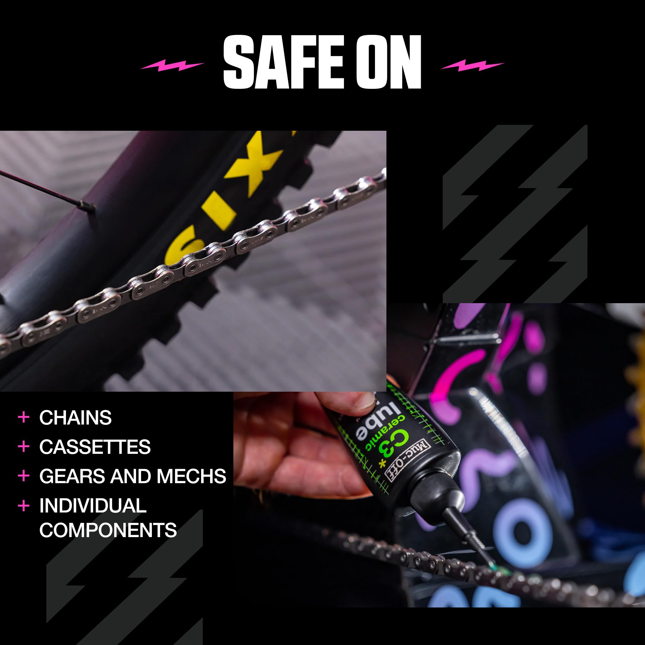 Muc-Off C3 Ceramic Dry Chain Lube Trocken Kettenöl Fahrrad, 50 ml - Premium Schmierfett Kettenfett, Kettenspray Fahrrad, Mit UV-Tracer-Farbstoff - Für Trockene und Staubige Bedingungen
