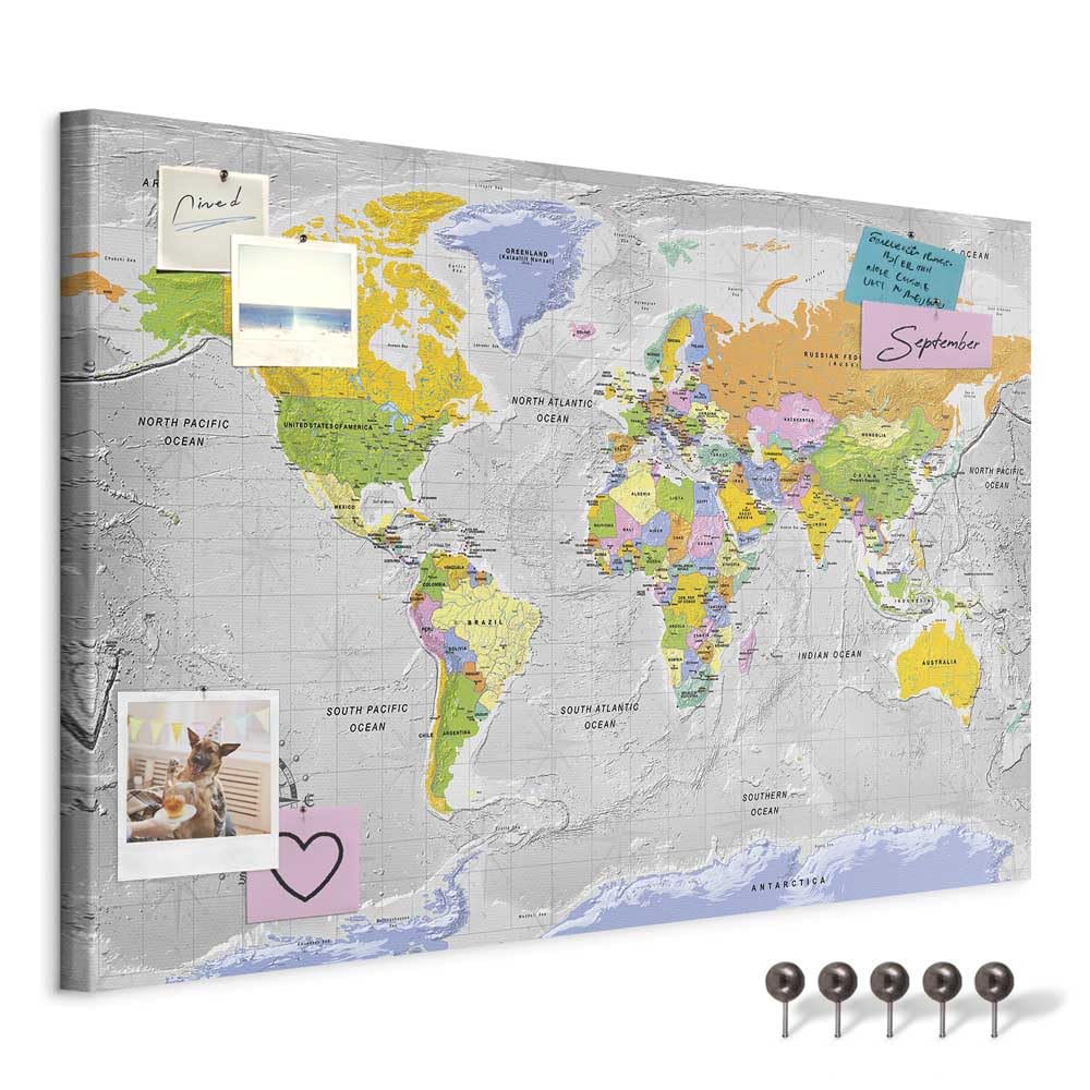 Murando - Pin Board World Map, 120x80 cm/48"x32" XXL Notice Board with Cork Material, Includes Pins - Home Decor, Travel Gift - k-A-0132-v-a โ image 1